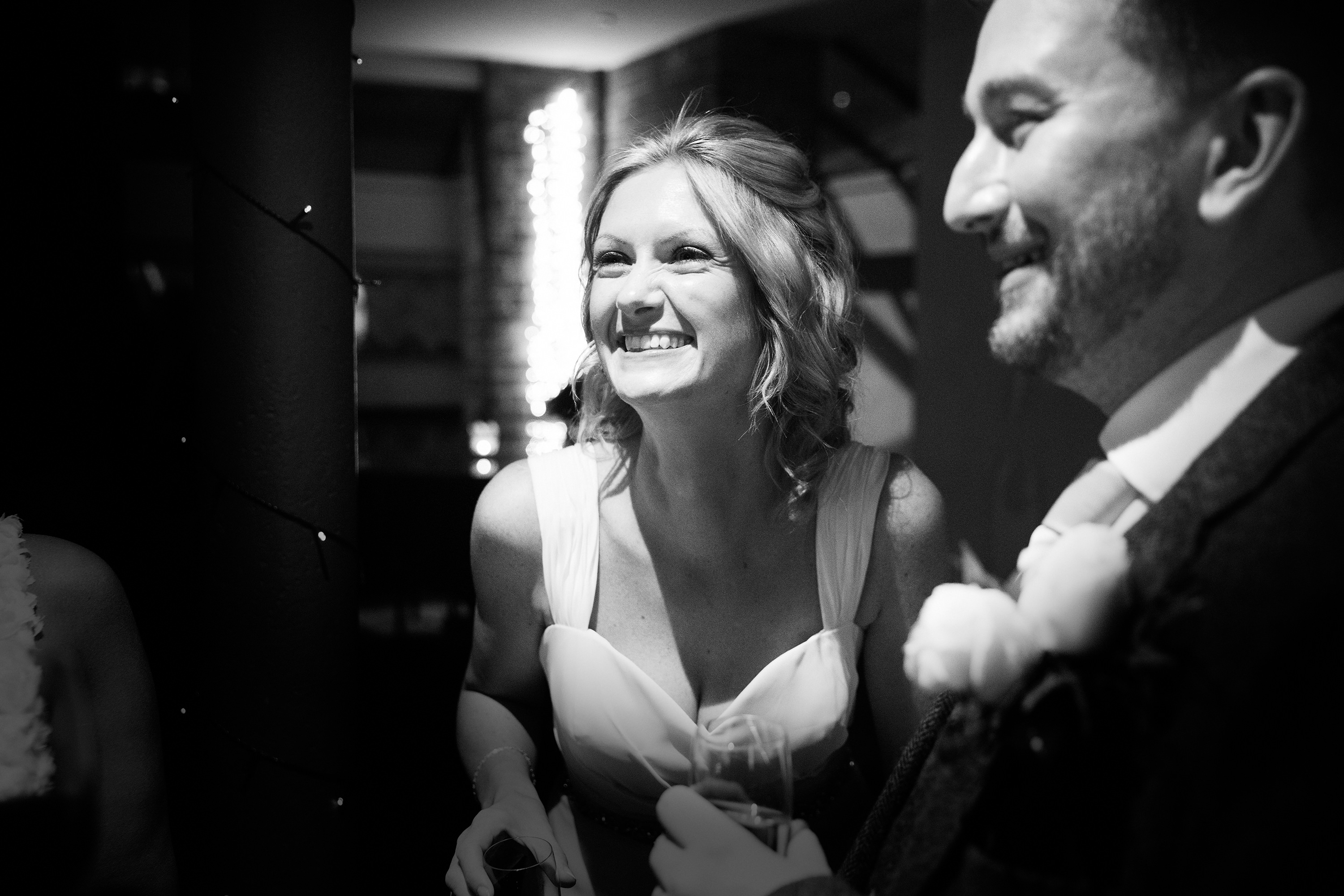 bride and groom relax and enjoy the party