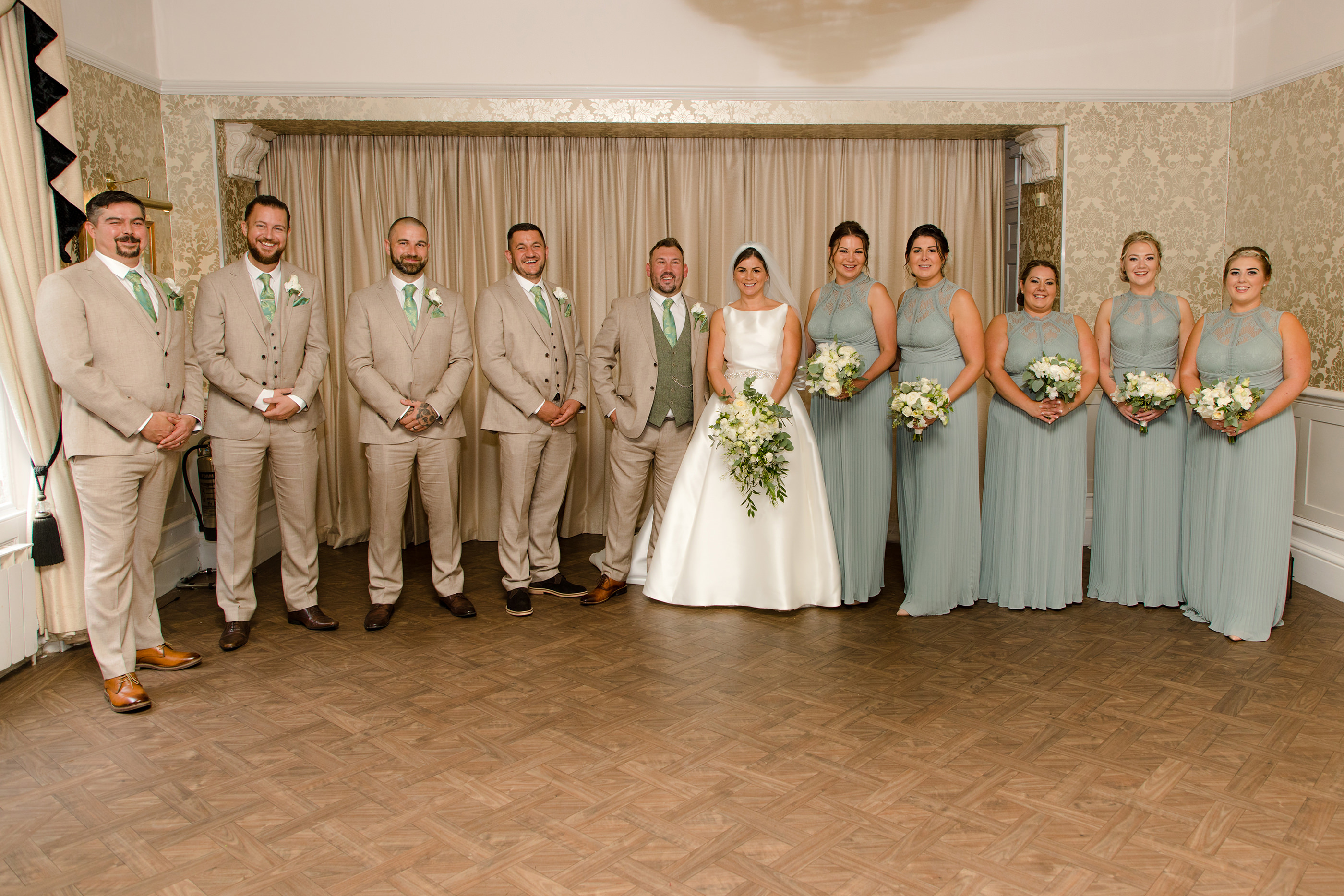 The bridesmaids and groomsmen 