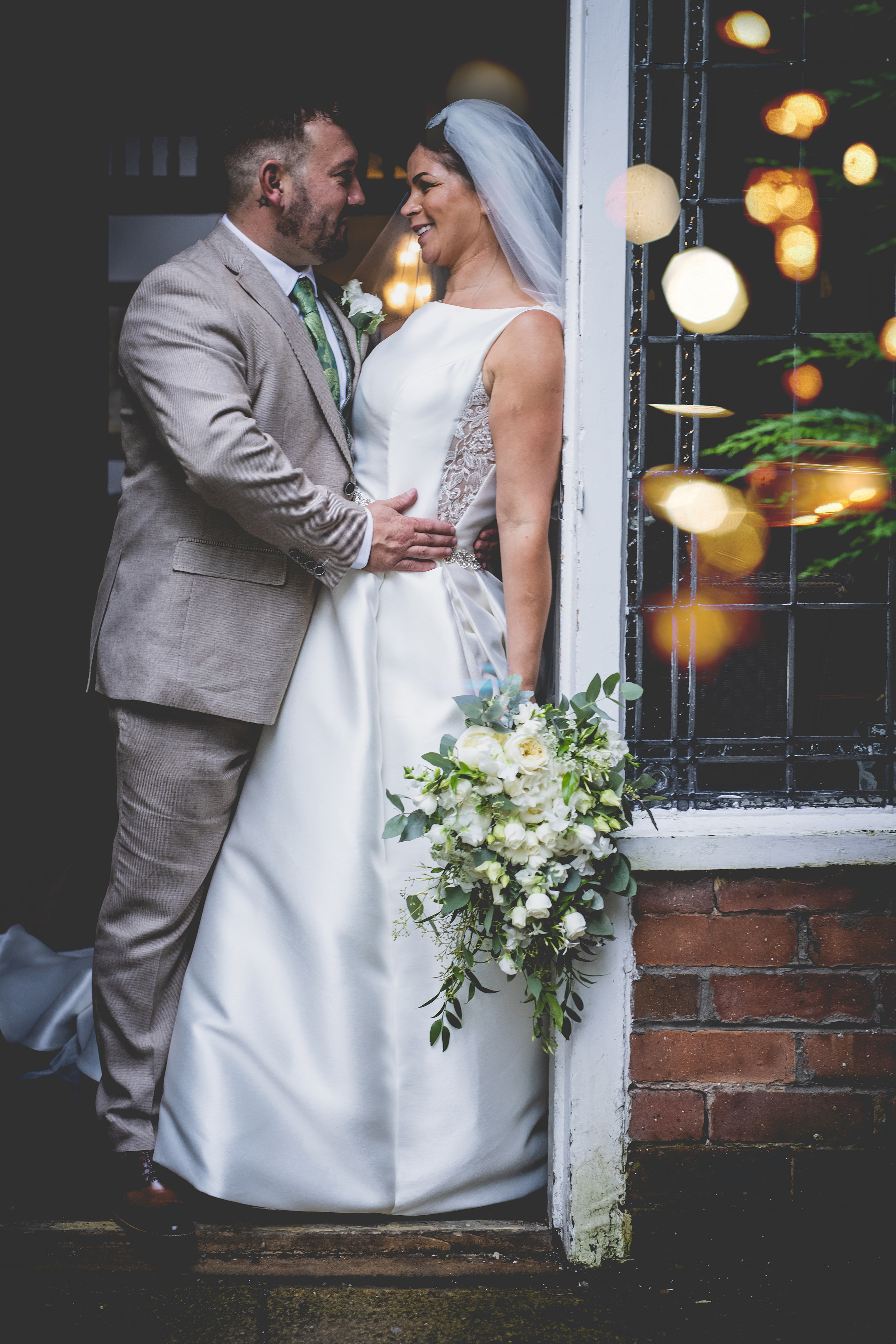 The wedding couple having a moment on their own 