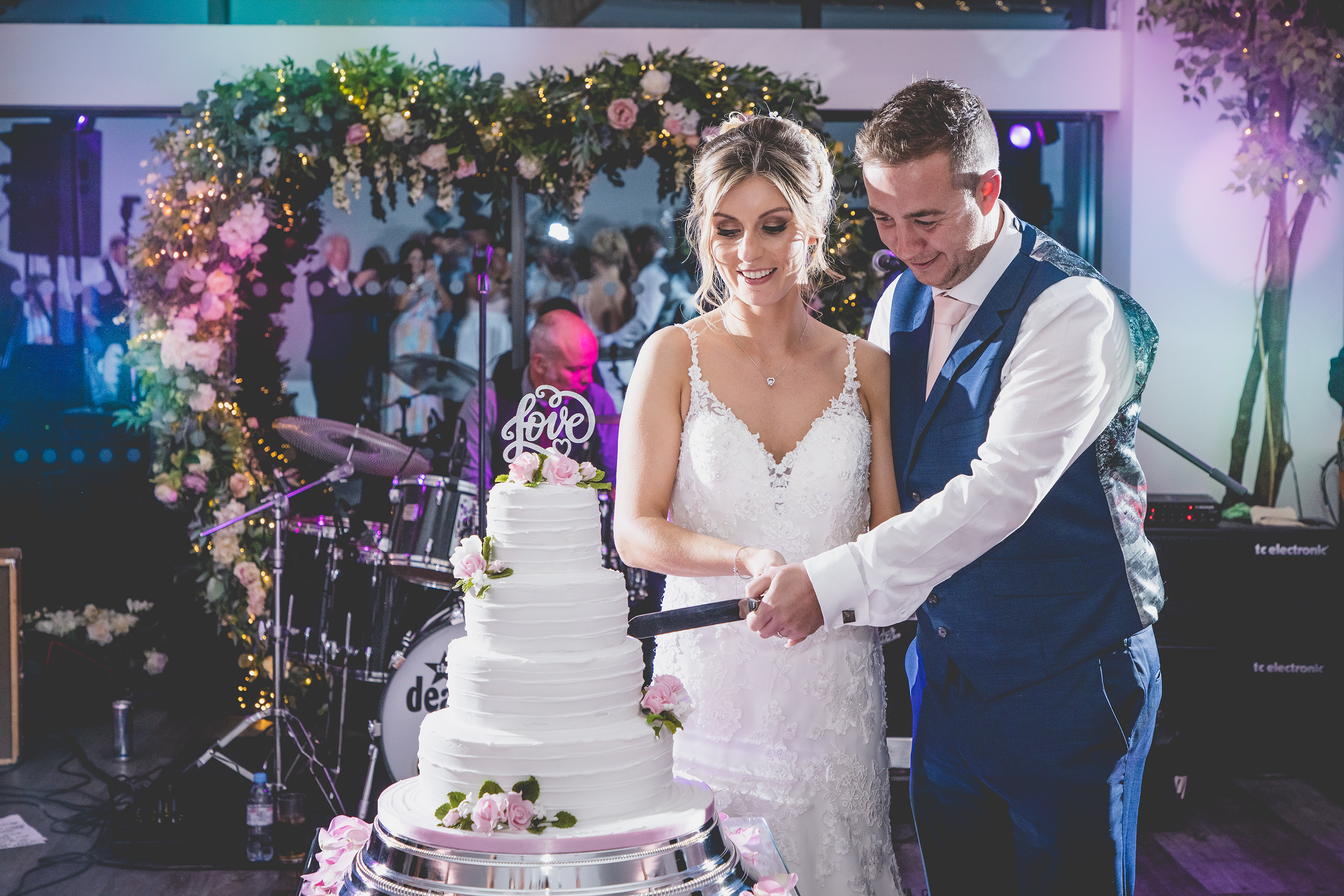 The cutting of the wedding cake 