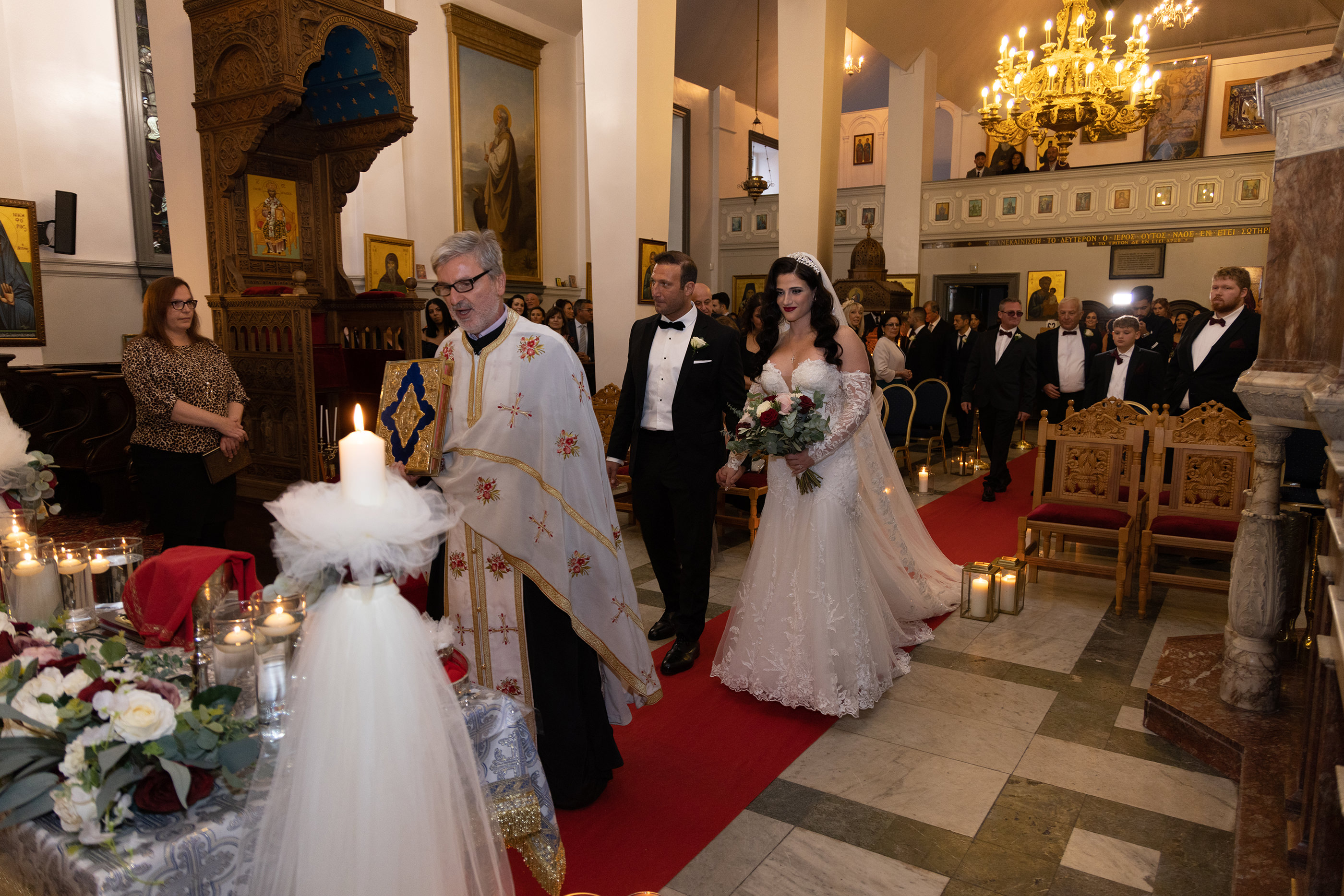 Madalina and Stelios  enter the church