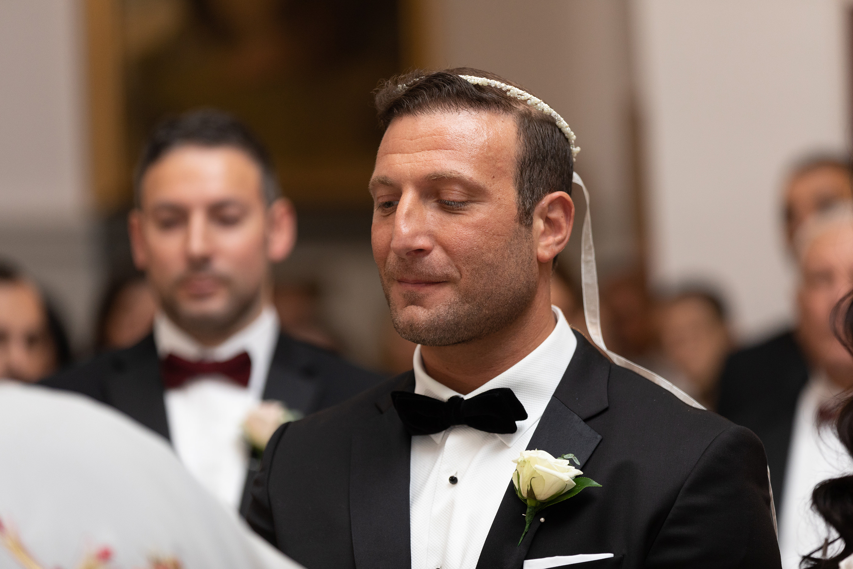 Stelios wearing his wedding crown 