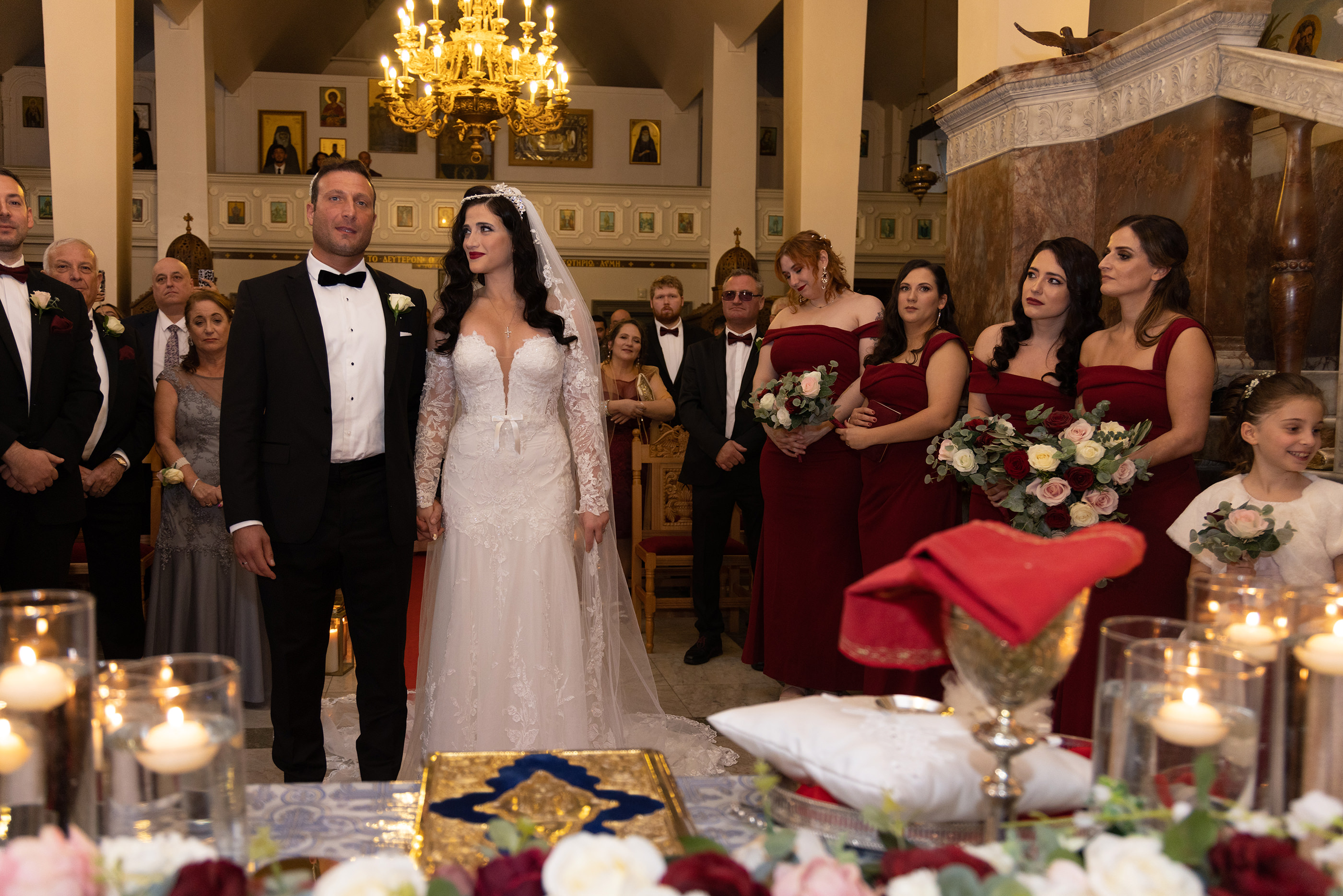  the greek wedding ceremony and bridesmaids