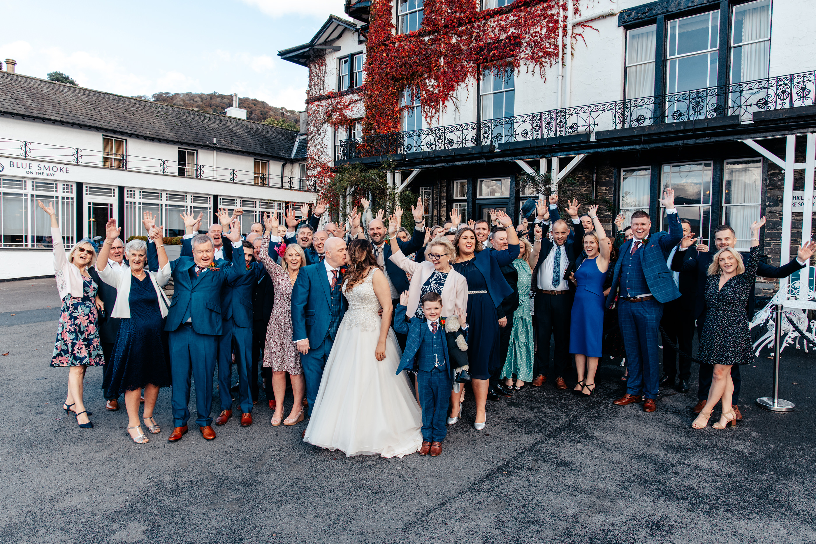  the big group wedding photo at low wood bay hotel and spa