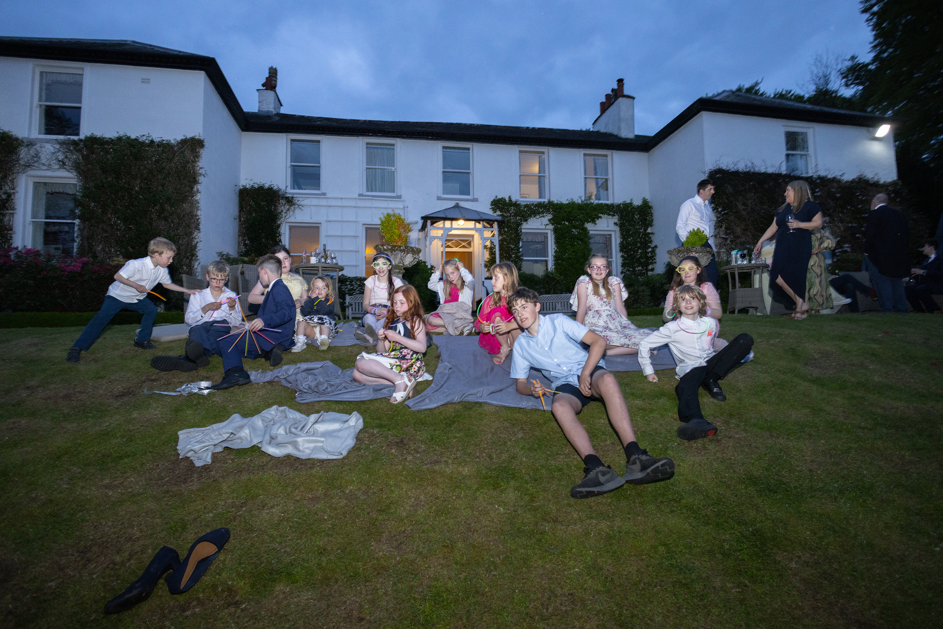 The children enjoying fun with Bubbles and glow sticks 