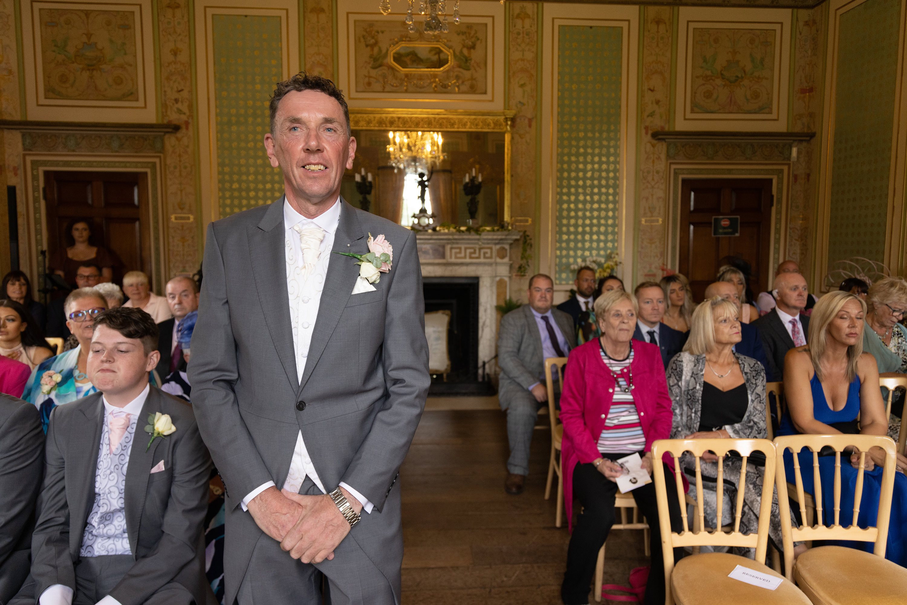 Tony waiting for his bride to arrive at Lytham Hall