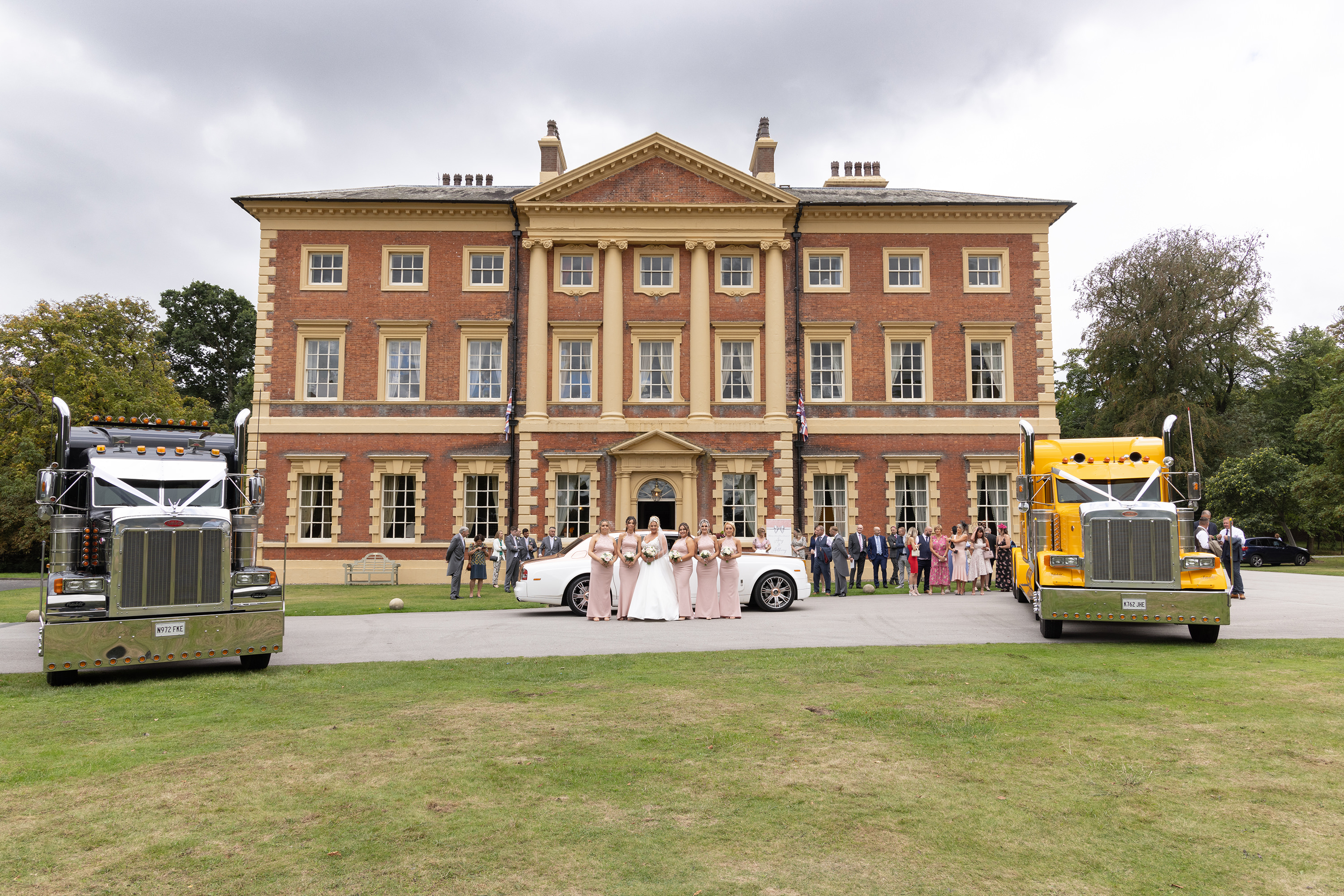 Lytham Hall wedding with lorries for Amy and Tony's wedding