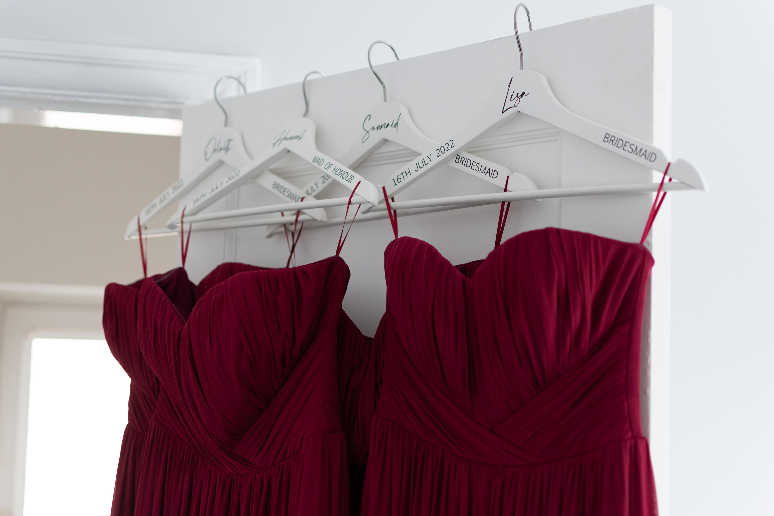 The bridesmaids wedding dresses
