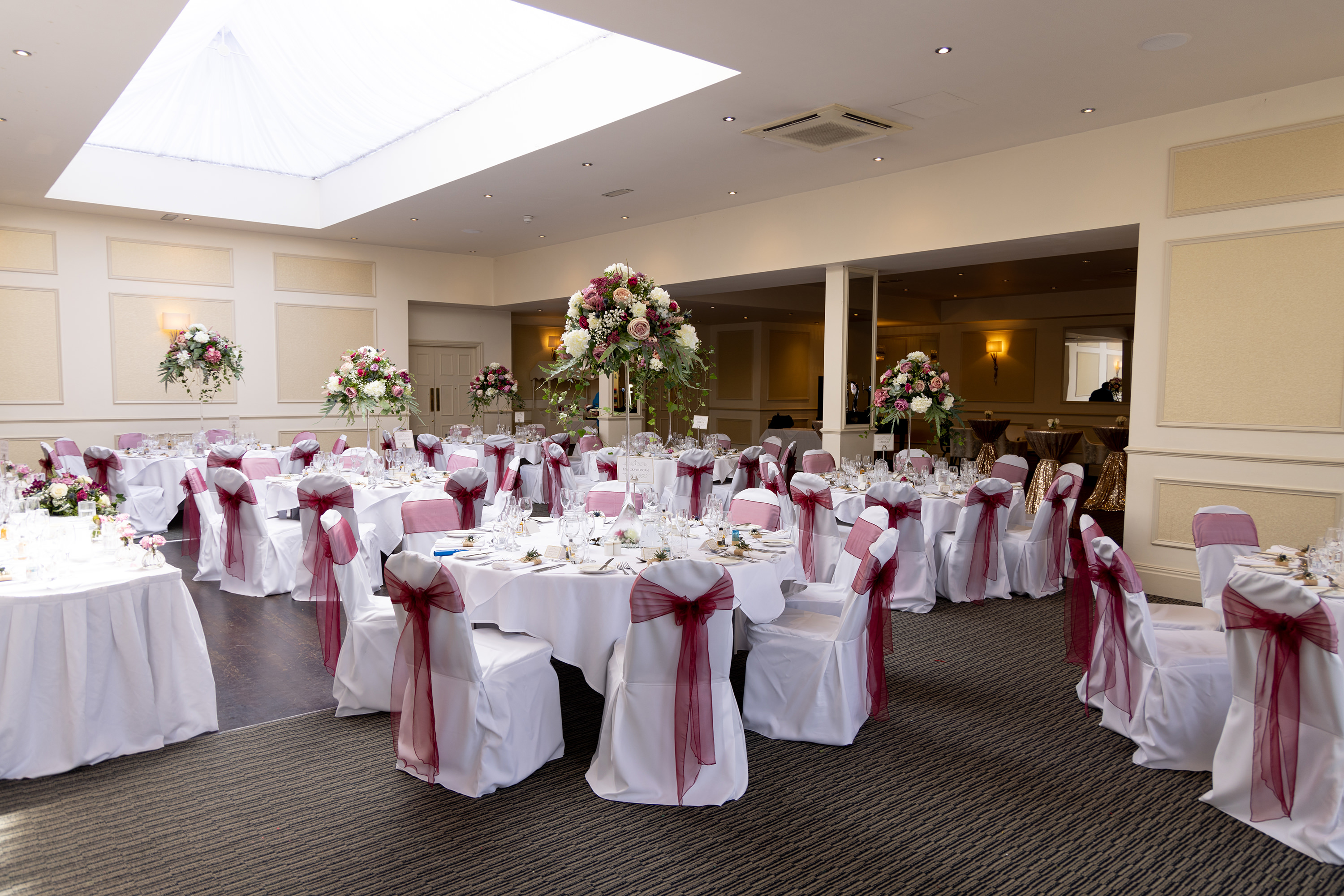 Wedding breakfast set up at the Clifton Arms Hotel