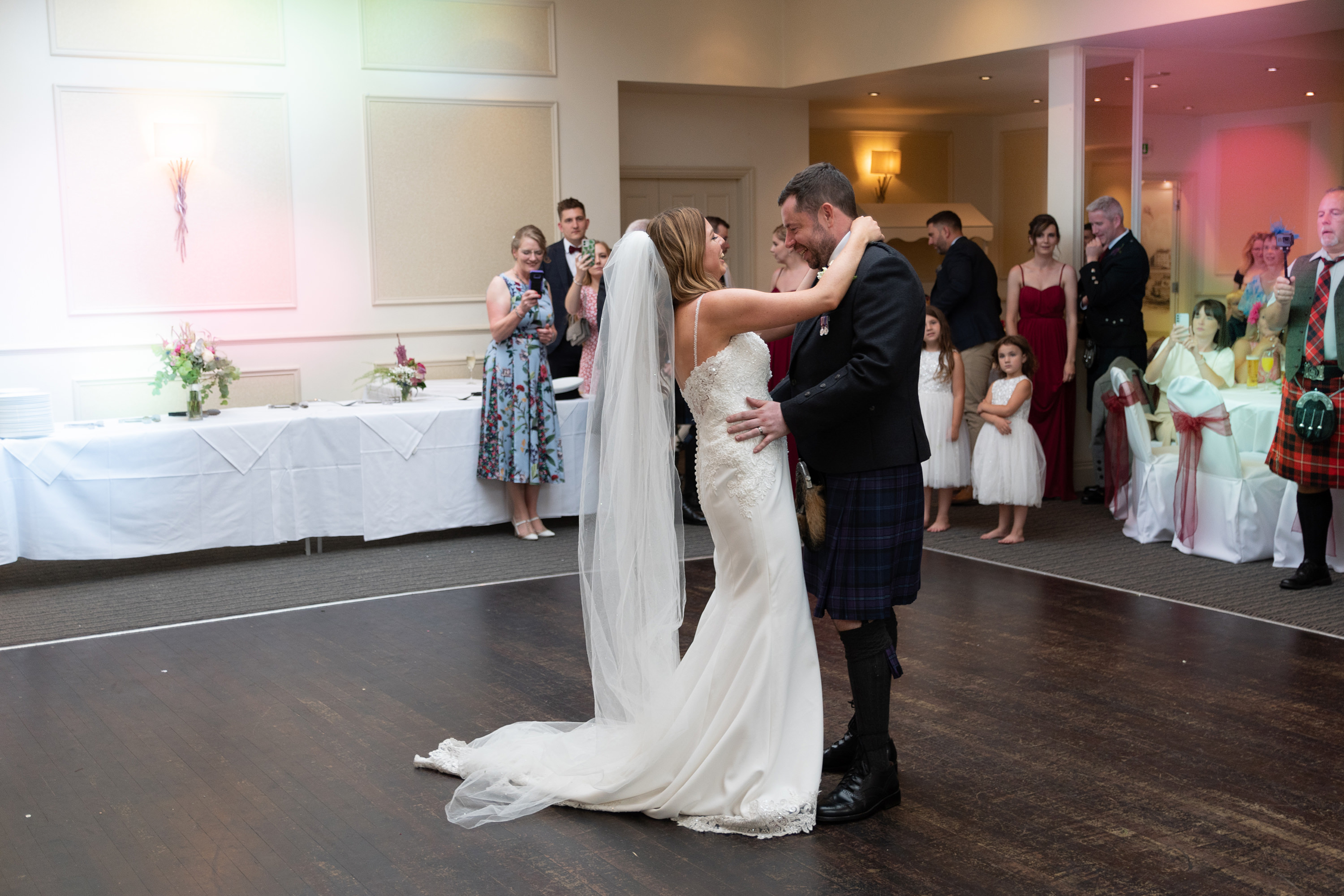 The bride and groom enjoy the first dance together