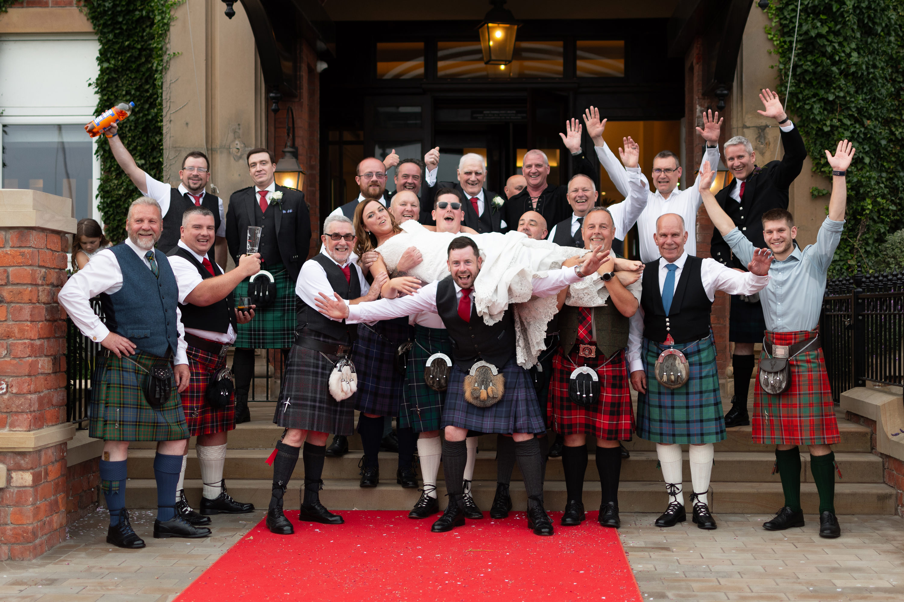 Fun games outside the Clifton Arms Hotel for the bride and groom
