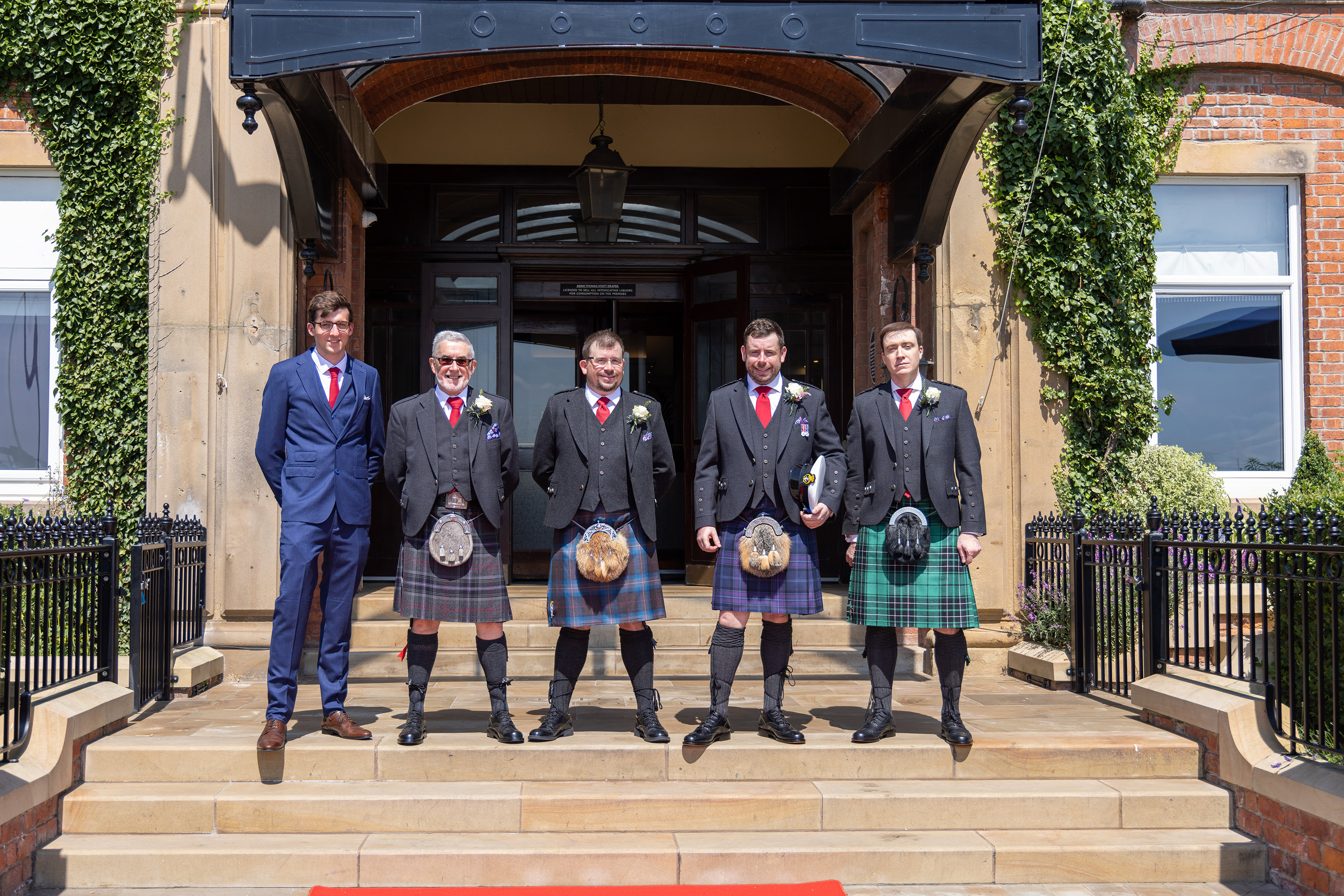 Andrew and his groomsmen at the Clifton Arms Hotel in Lytham 