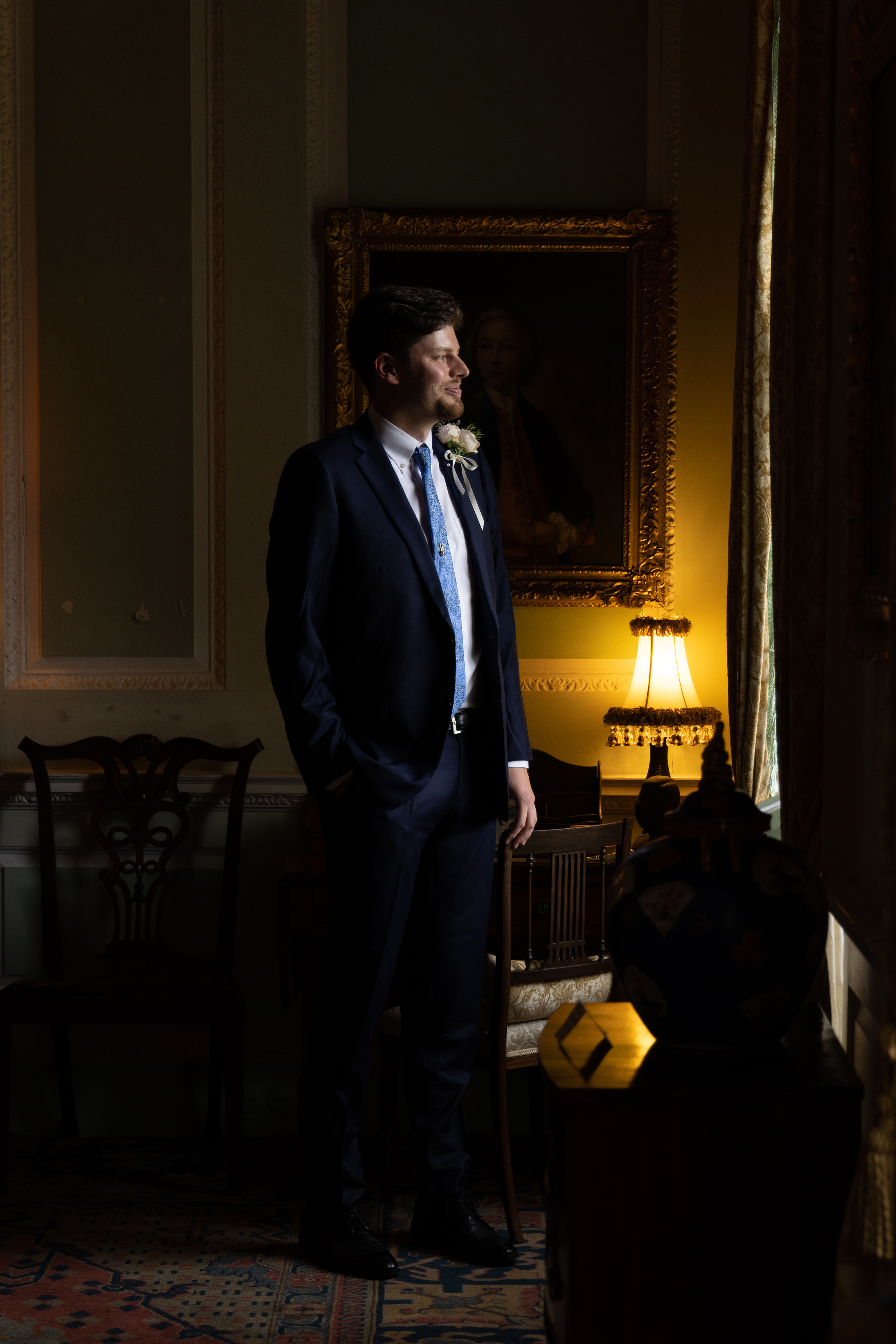 A portrait of the groom before his wedding 