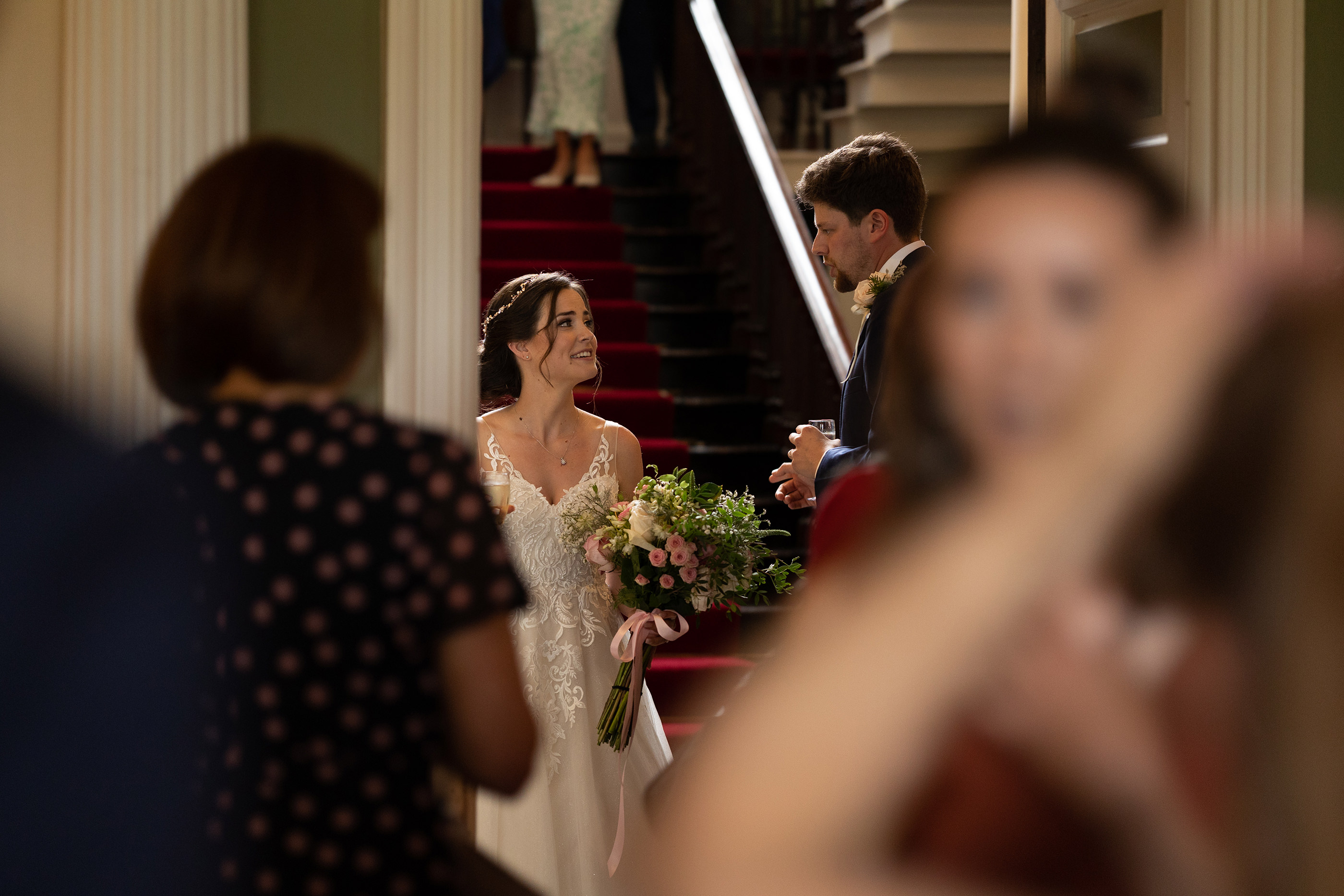 The bride and groom having a moment to themselves 