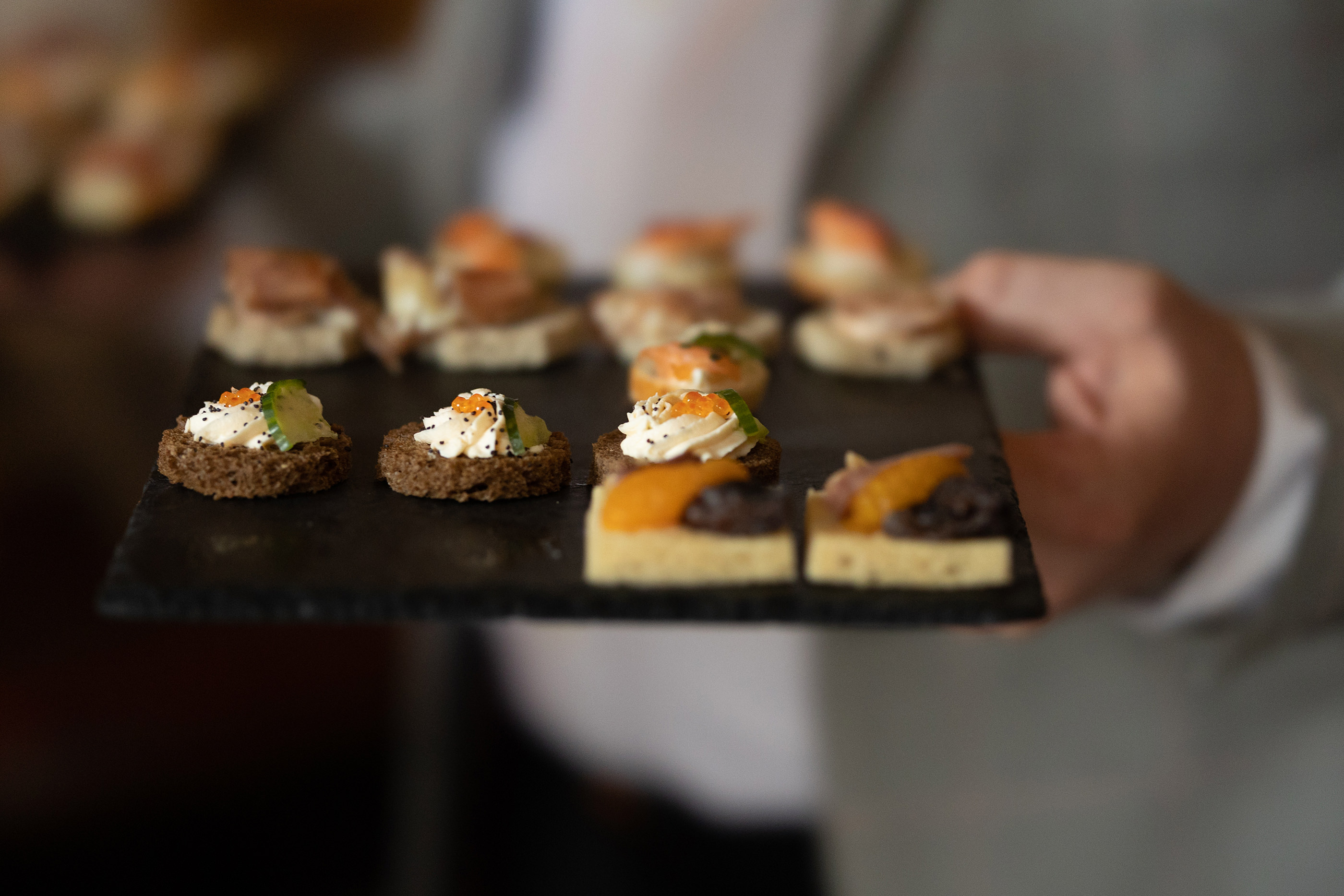 Canapes and champagne by the order of the day 
