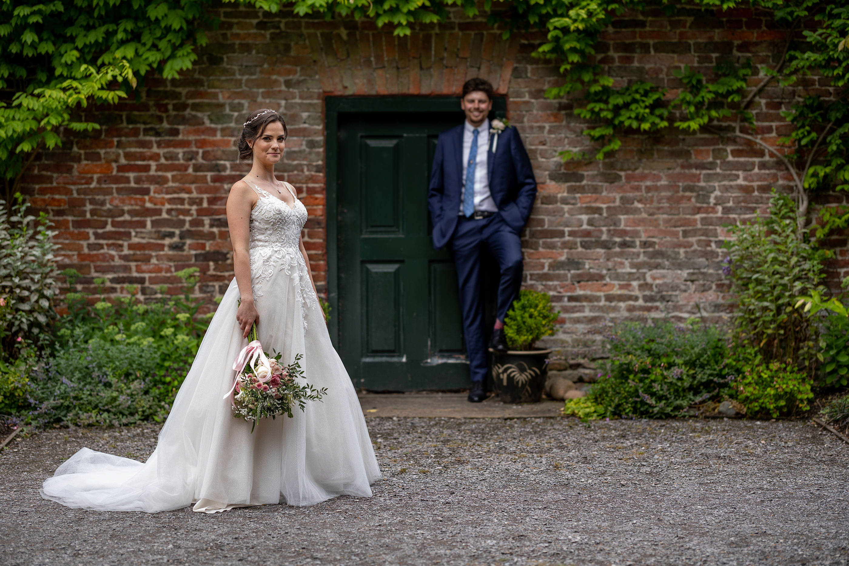 Chelsea and James in the flower garden 