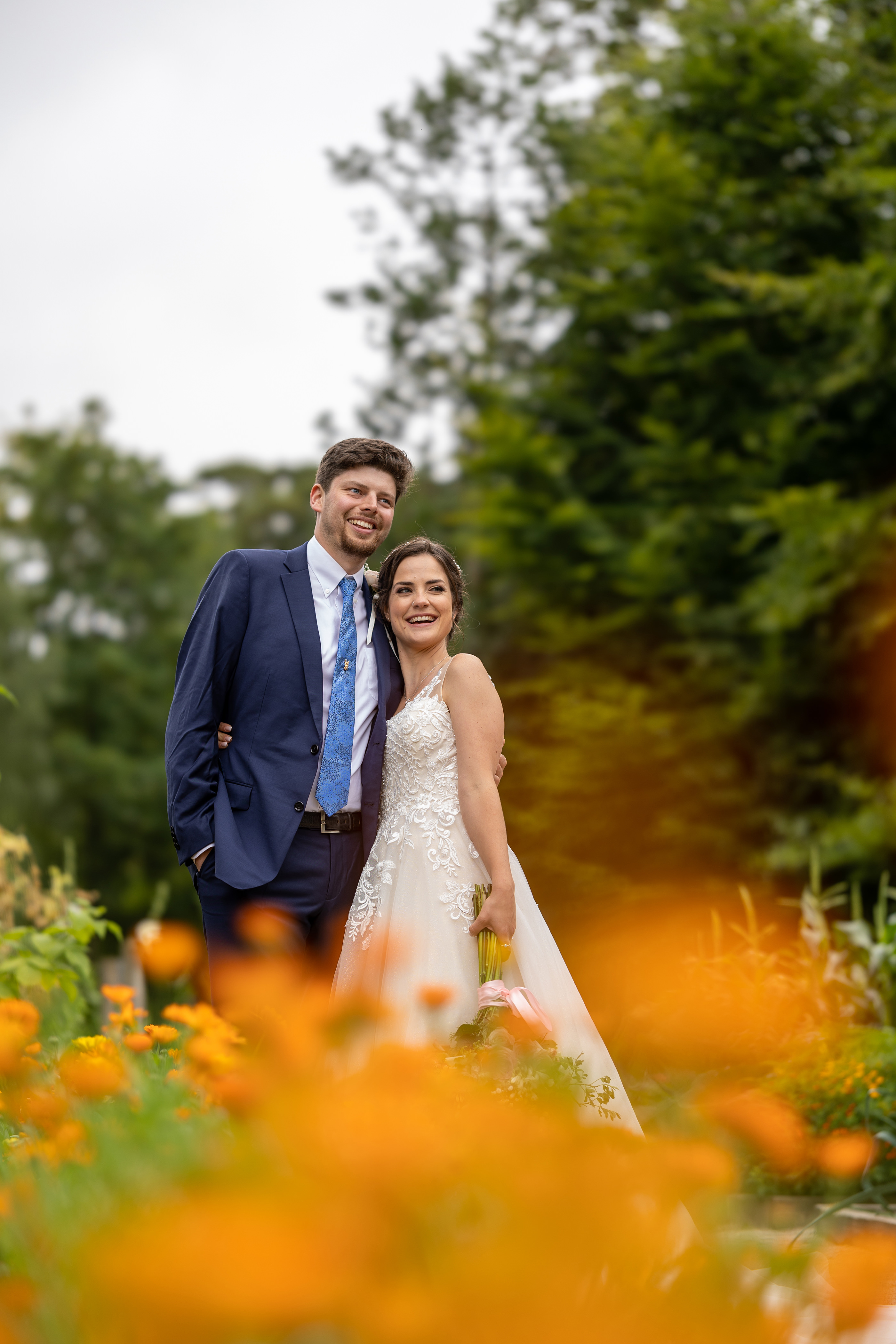 The lovely orange flowers at Lytham Hall for the wedding 