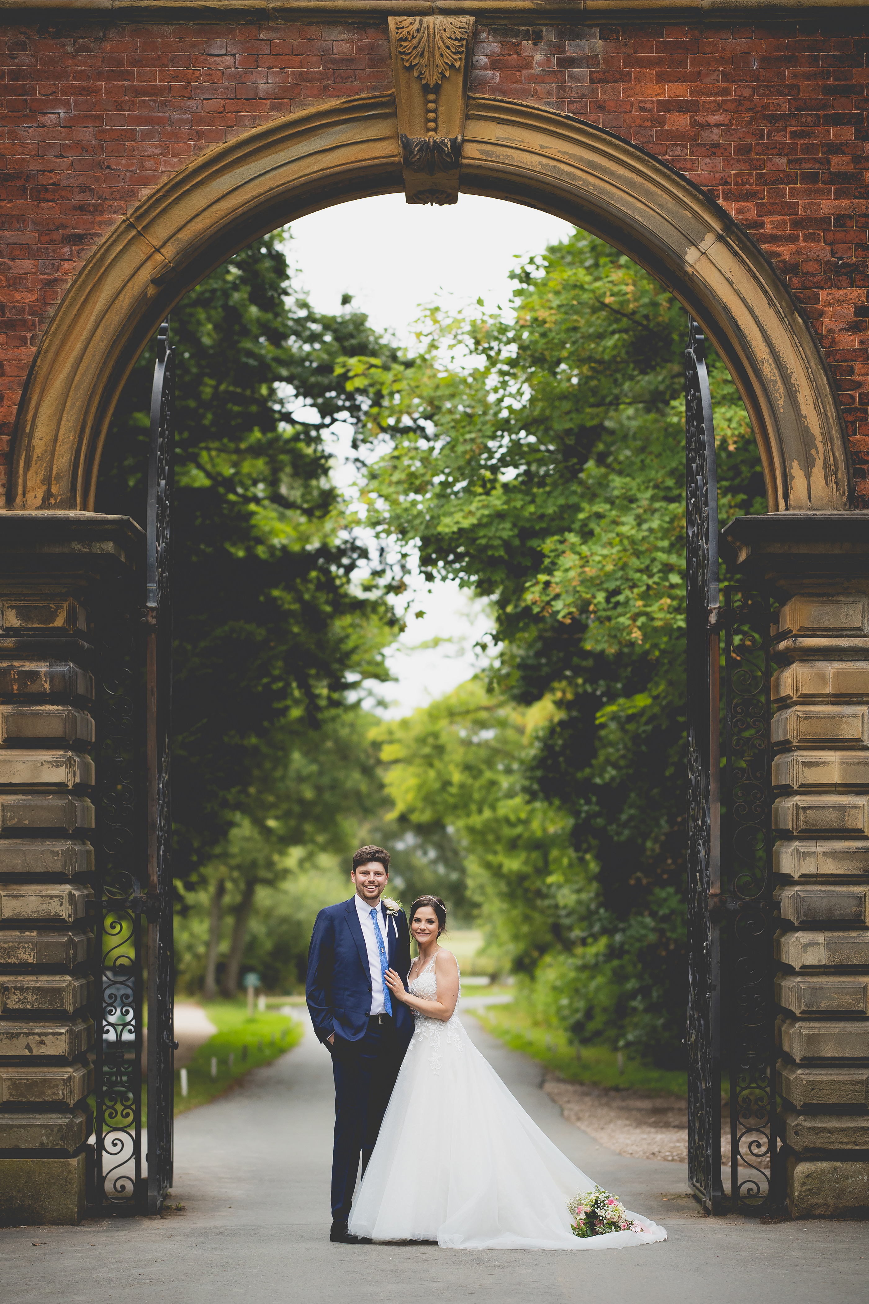 Chelsea and James are the entrance to Lytham Hall 
