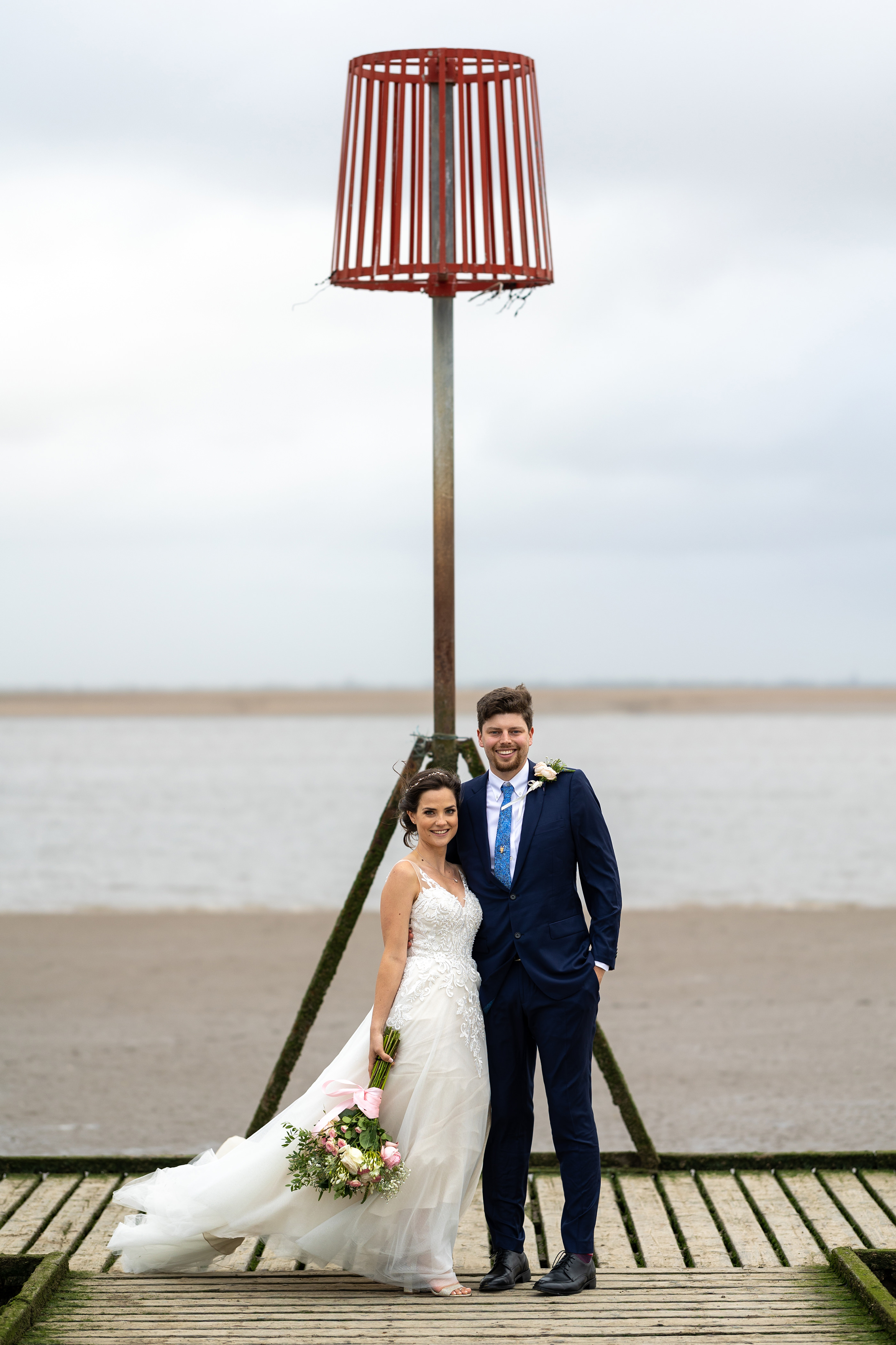 Wedding couple on Lytham Jetty