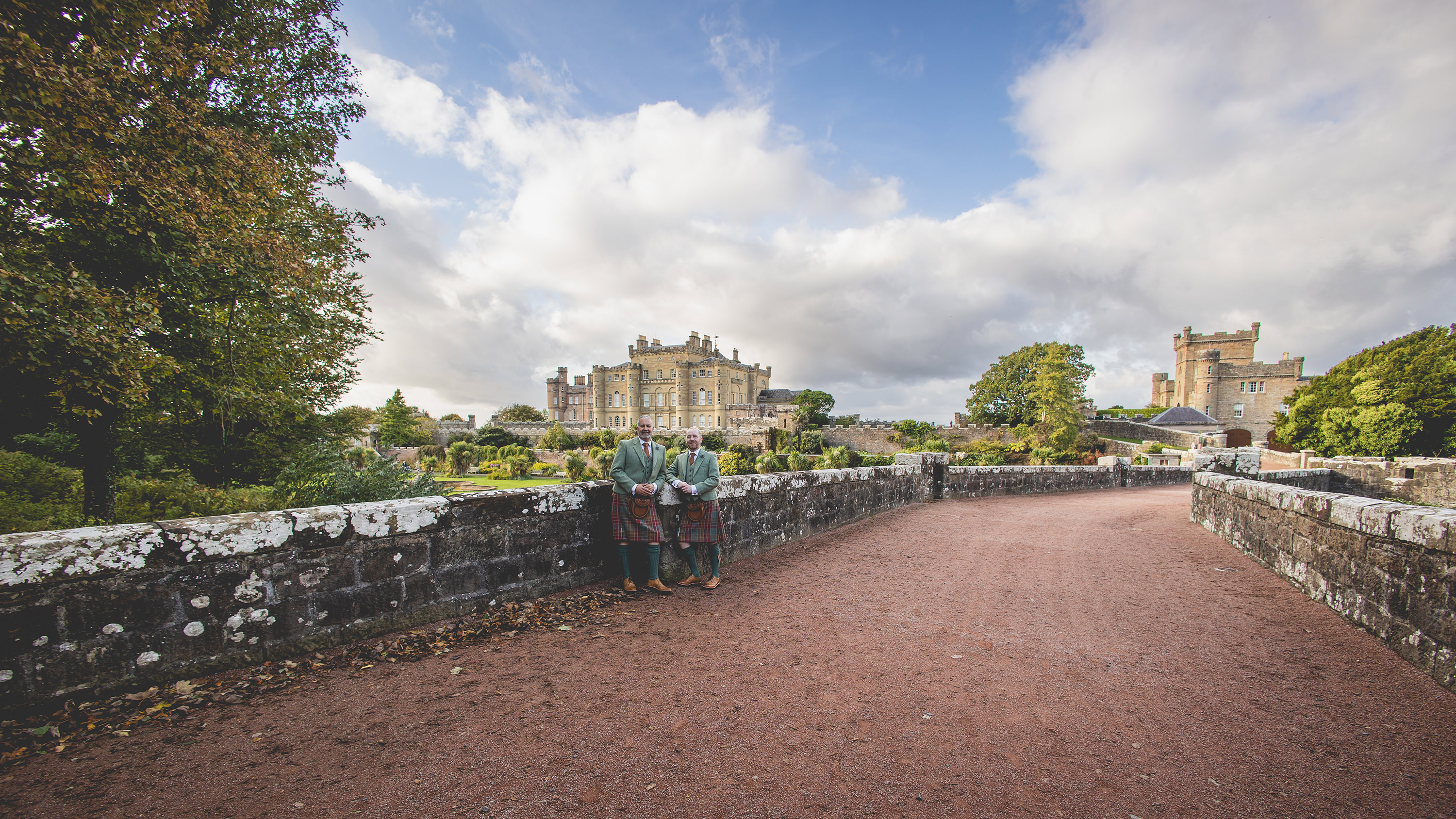 The groom and Groom in front of Culzean Castle