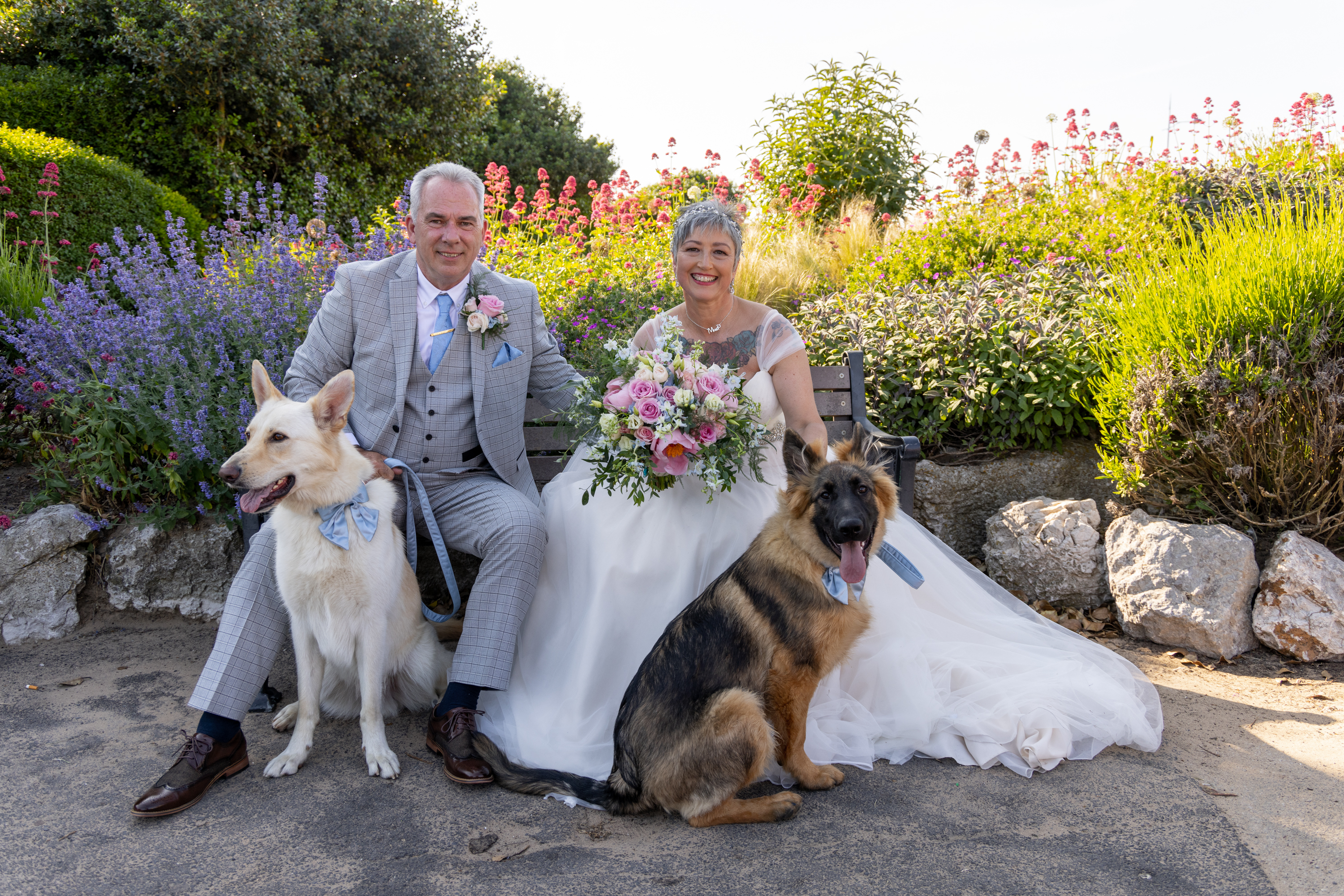 Caroline and Peter with their two pet dogs 