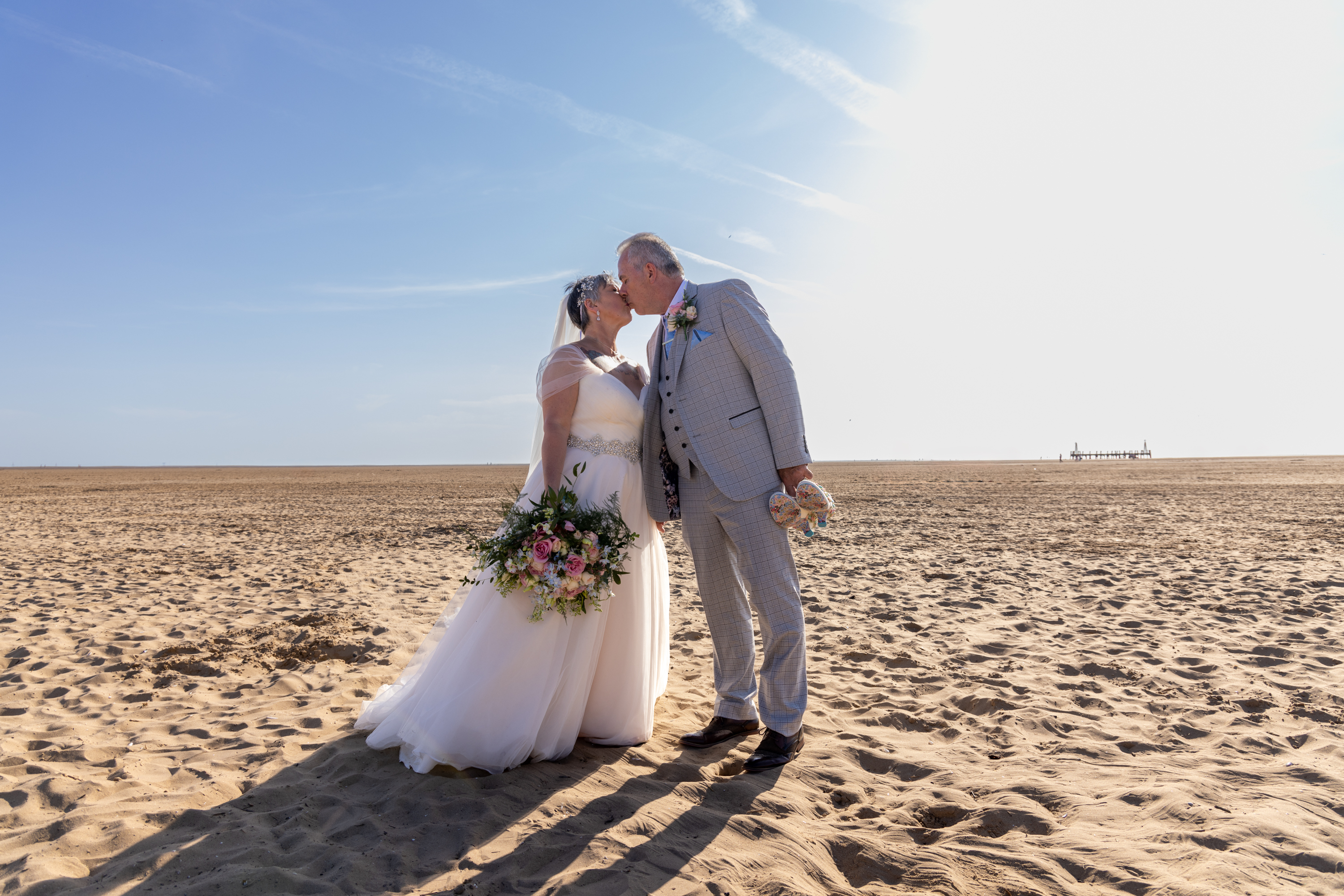 Wedding photography on Lytham St Ann's beach 