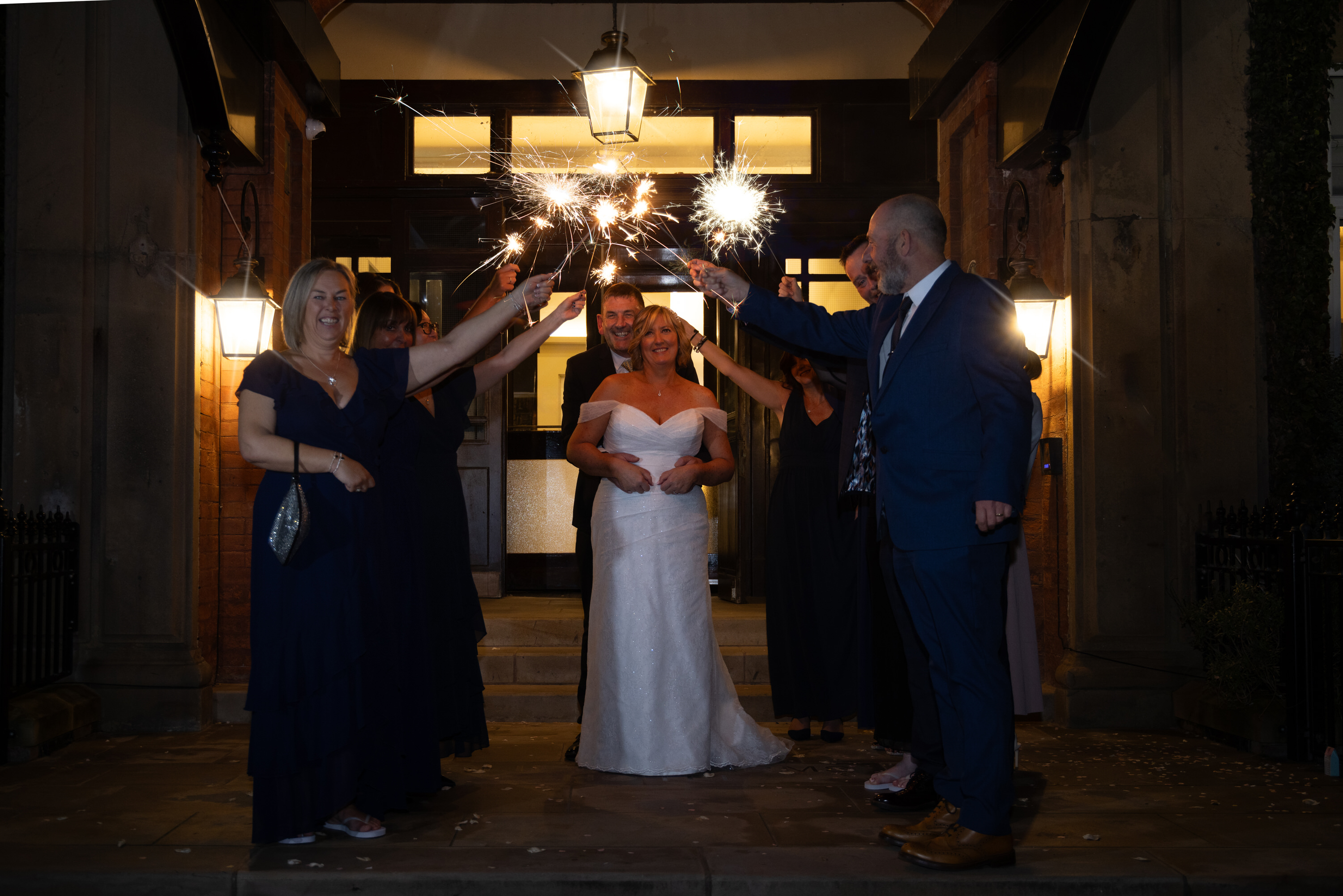 Wedding sparklers at the Clifton Arms Hotel 