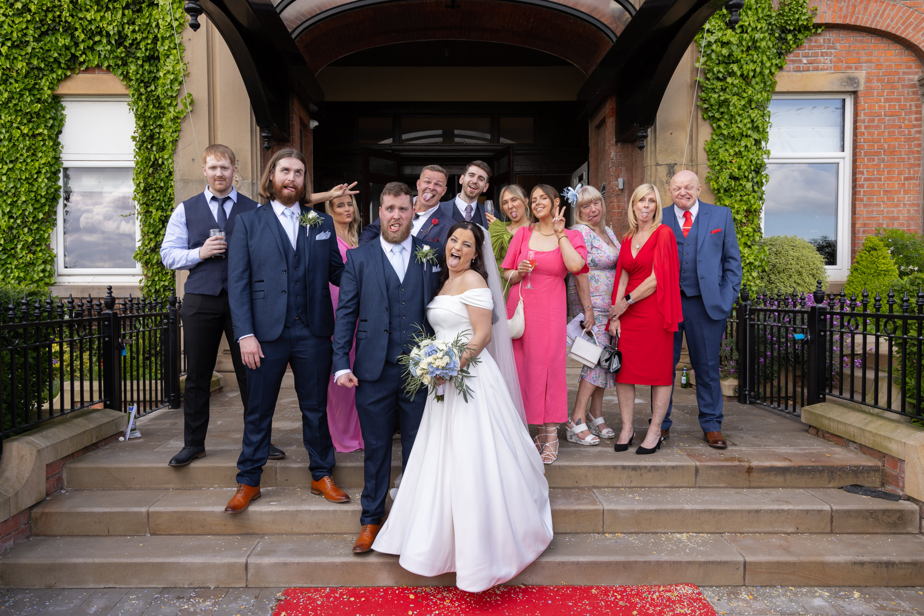 The bride and groom with their friends