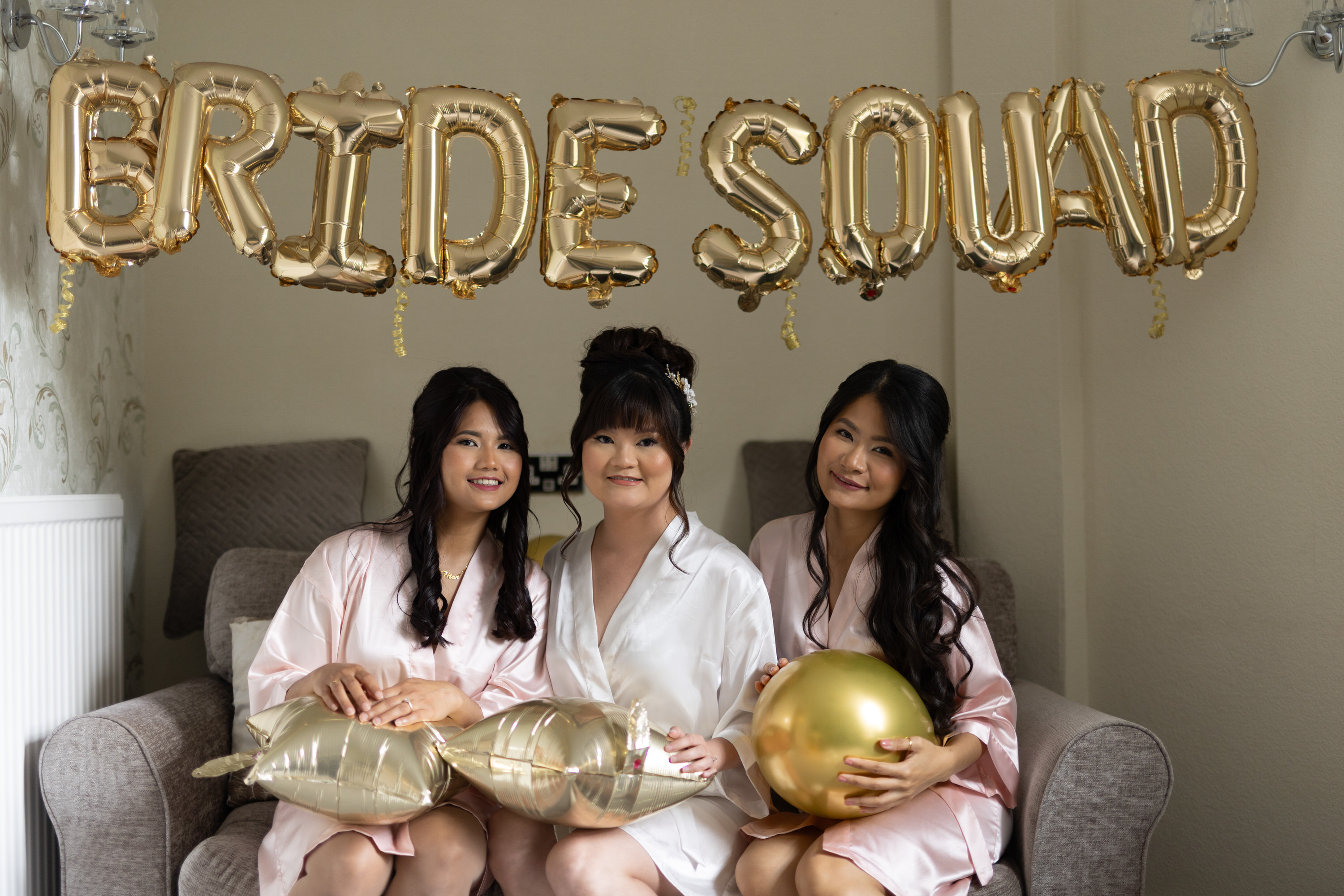 The bride and her bridesmaids 