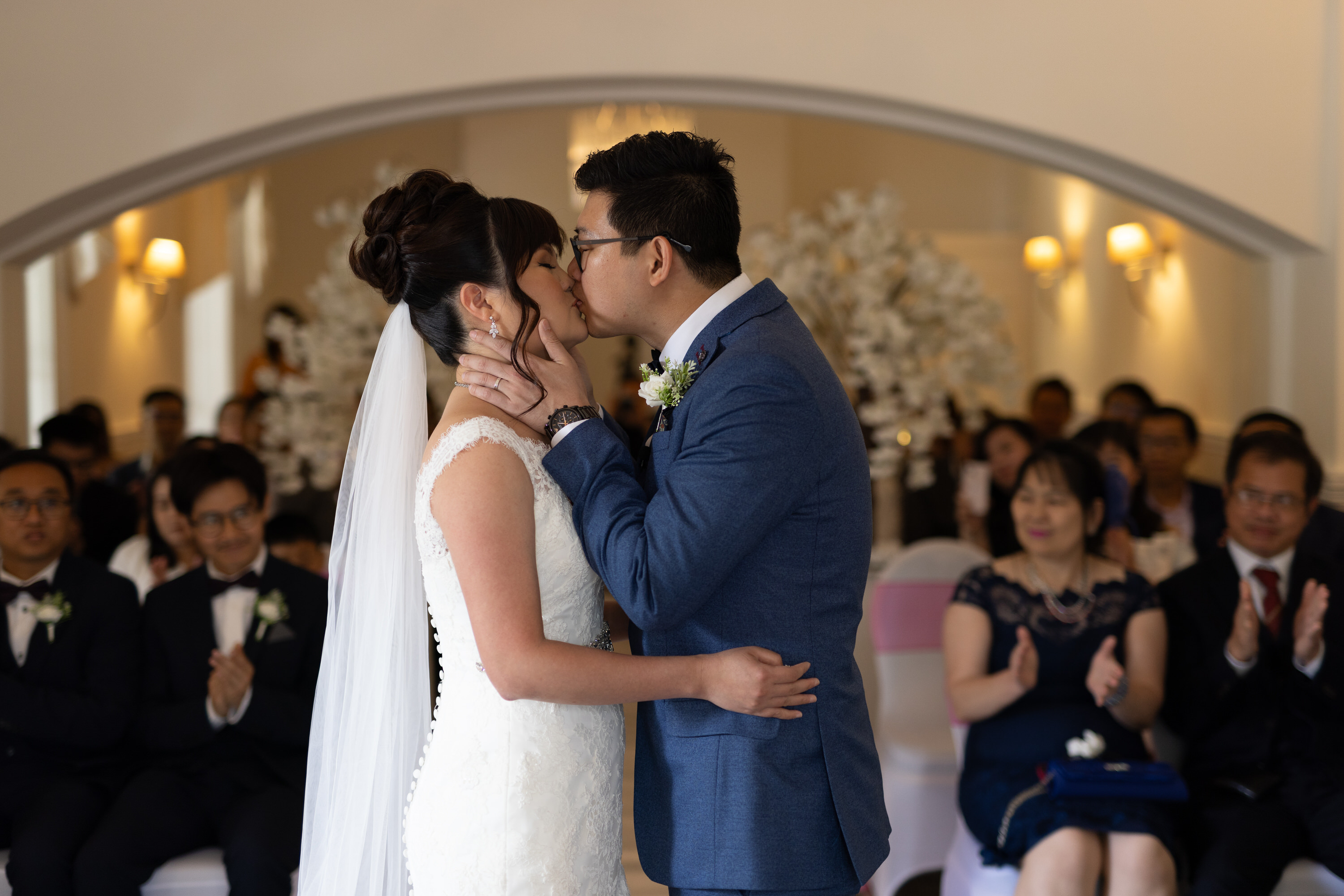 The bride and Groom have their first kiss as husband and wife
