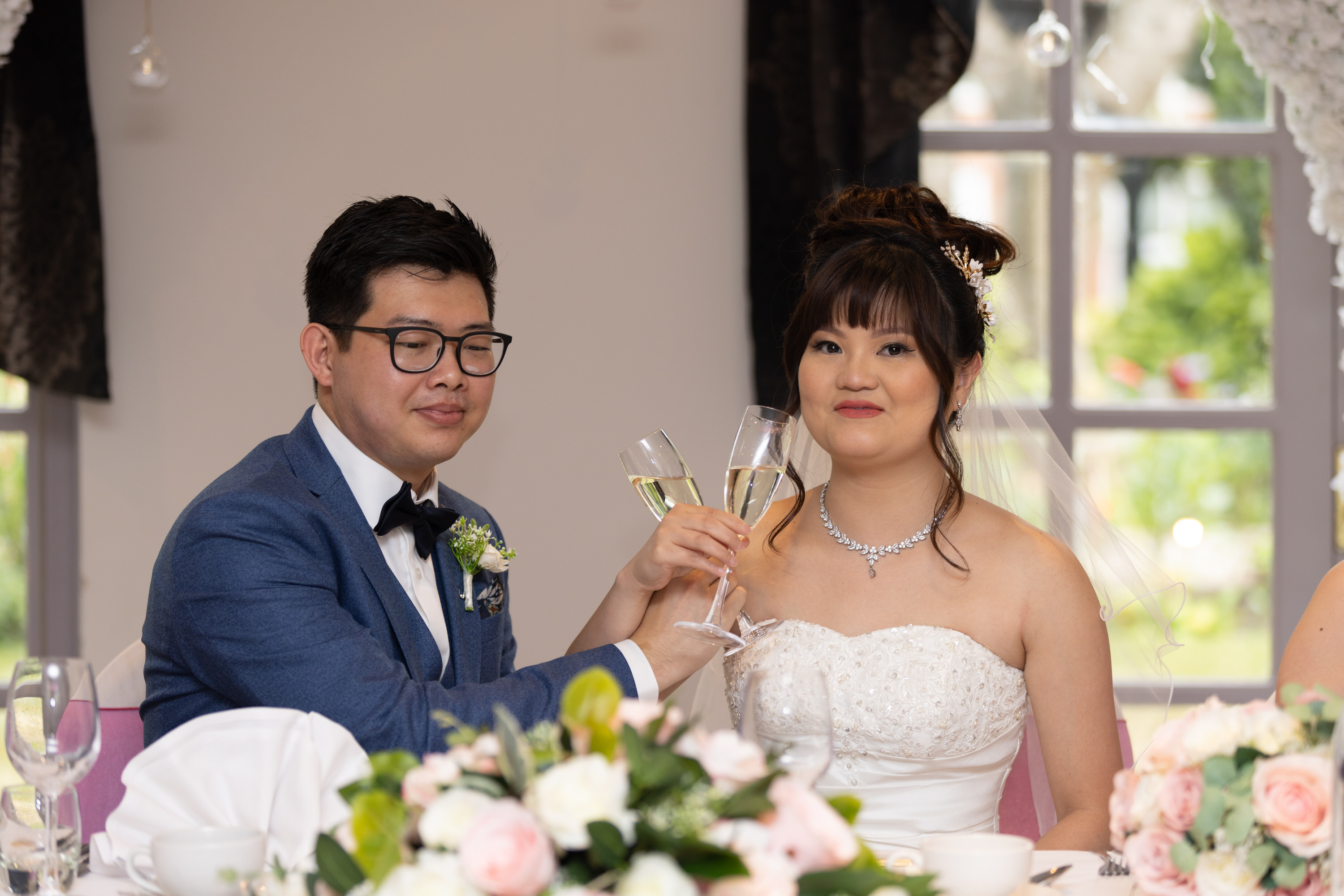 Bride and groom at the wedding breakfast 