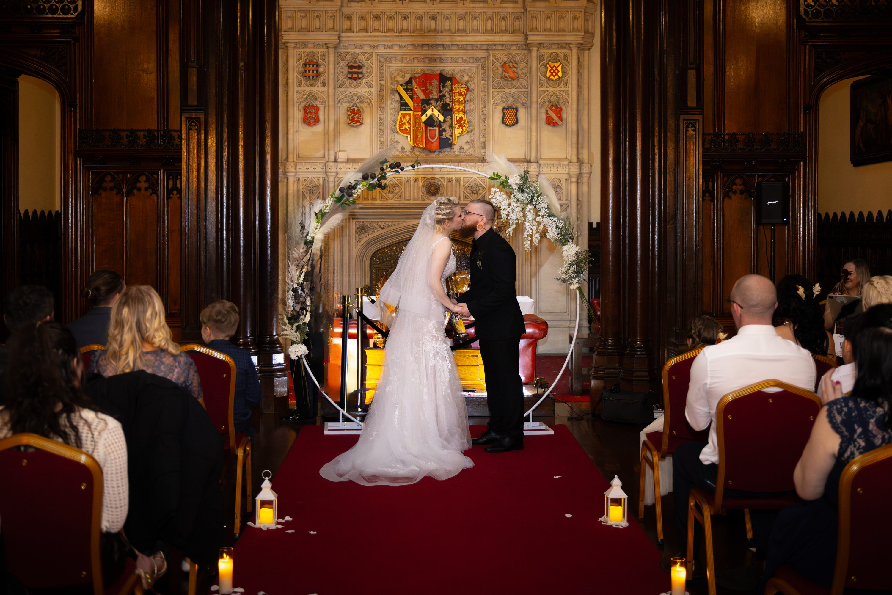 The bride in groom seal the wedding with the kiss