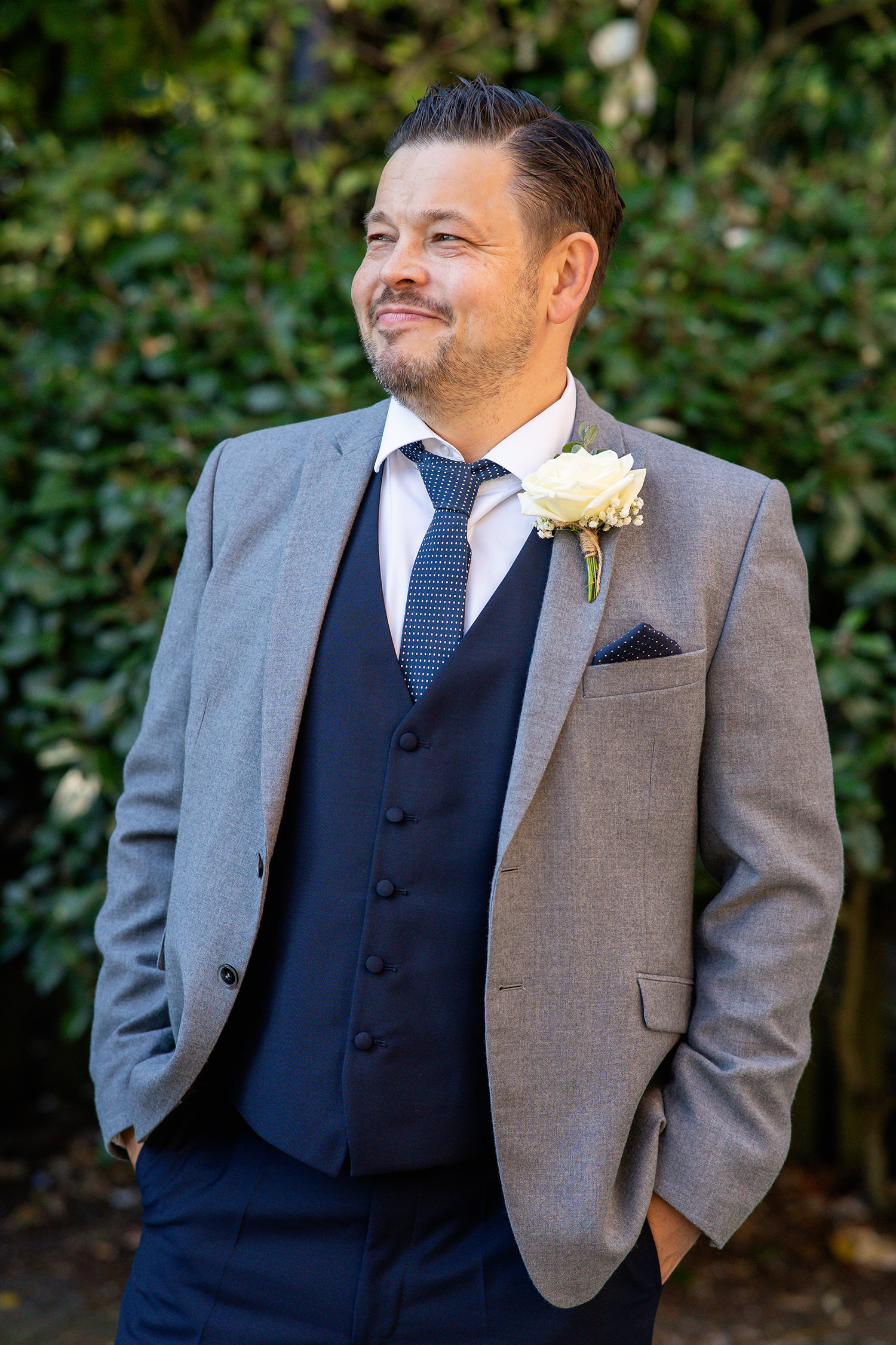 James the groom looking handsome for his wedding 