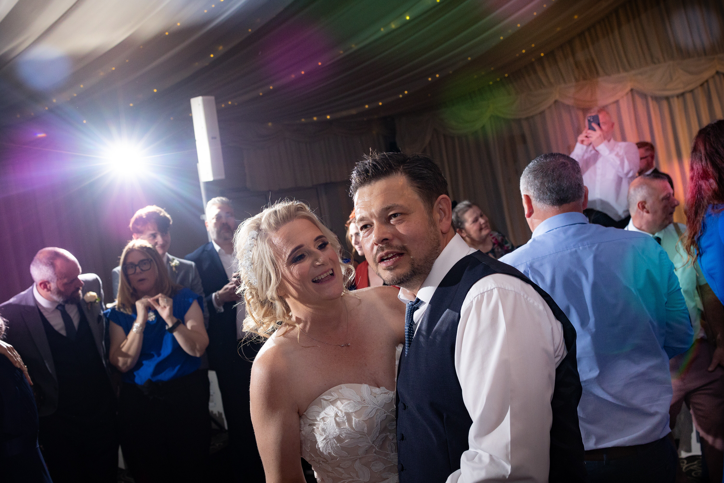 James and Brenda and their wedding guests 