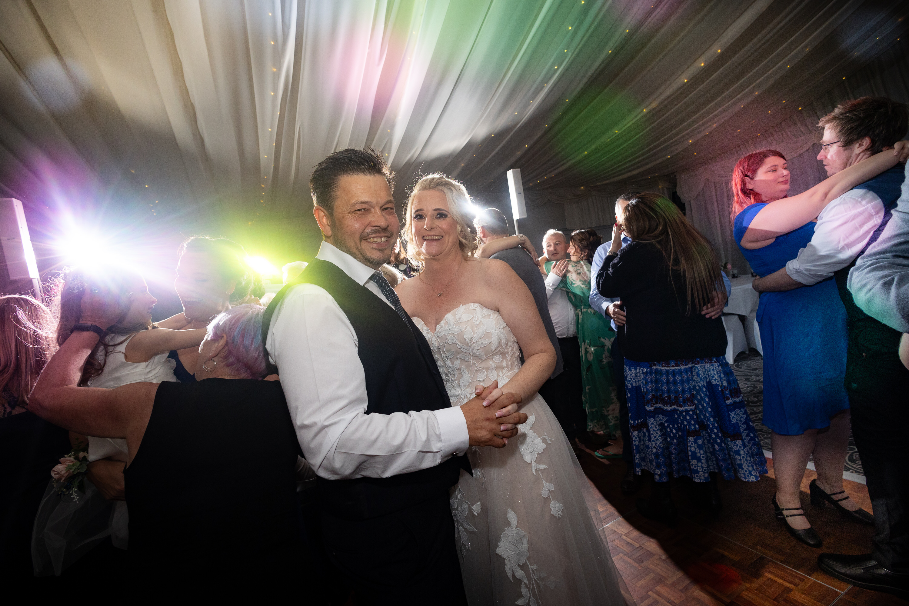 James and Brenda and their wedding guests 