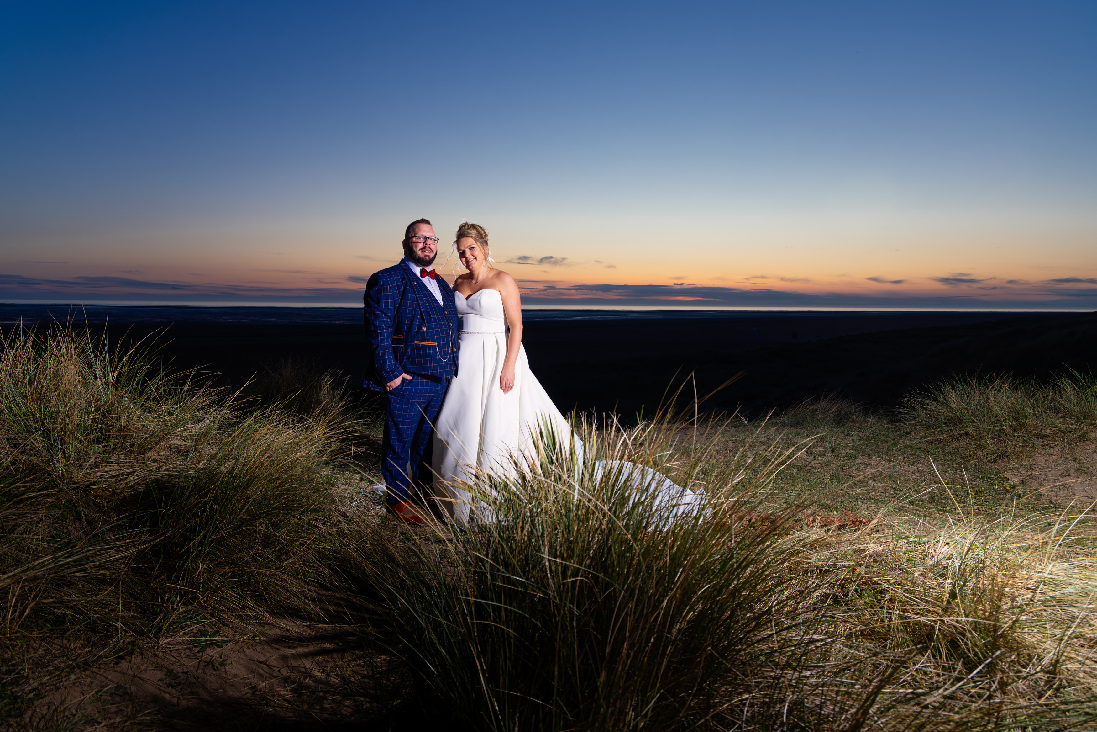 Jade and Matthew enjoyed the sunset on their wedding day on Saint Anne's beach