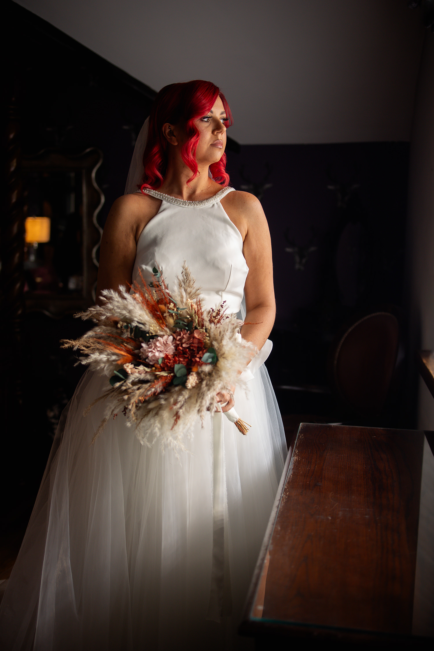 The Bride Stacy in her wedding dress 