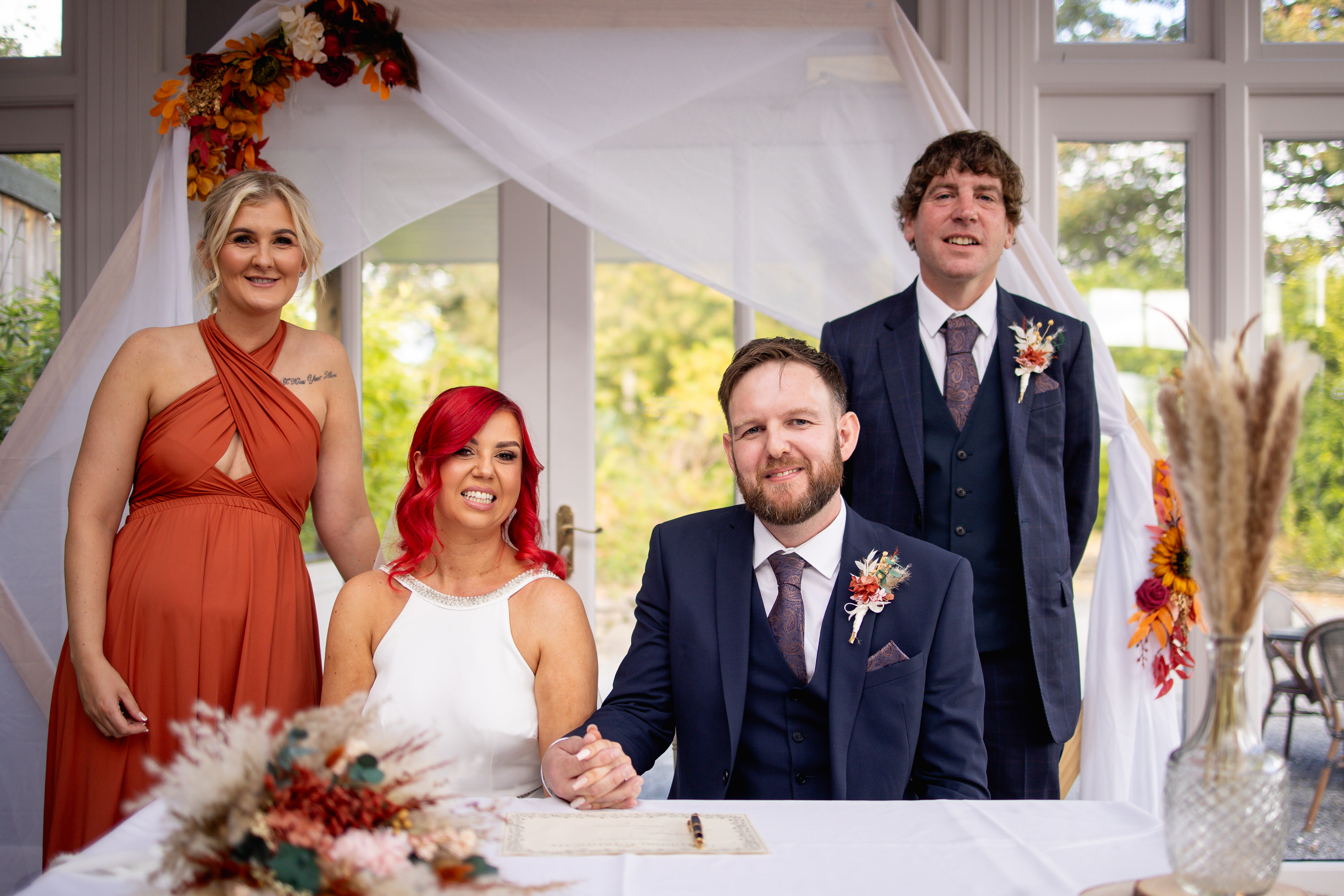 The bride and groom with their Witnesses 