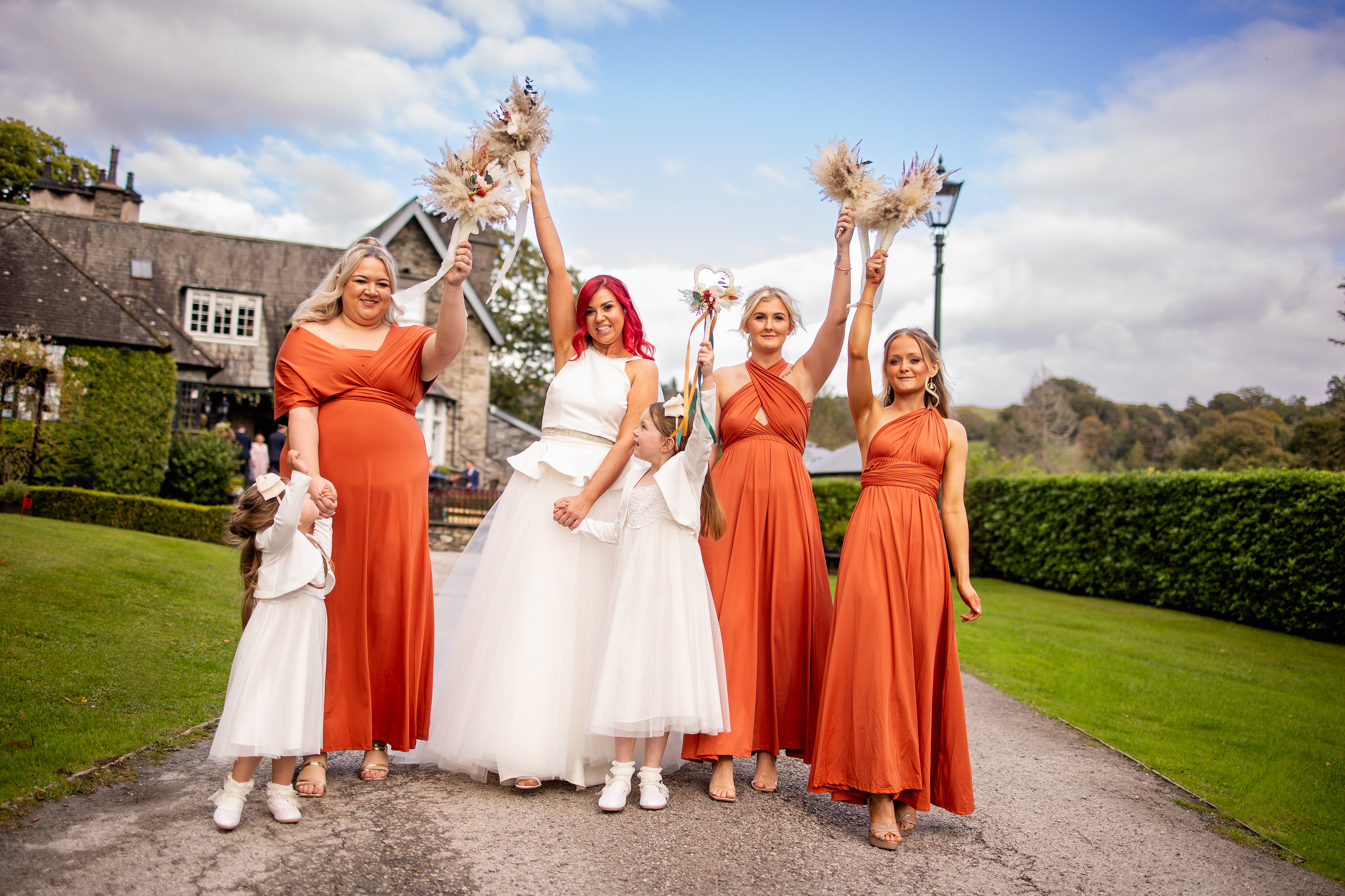 The bride and her bridesmaids 