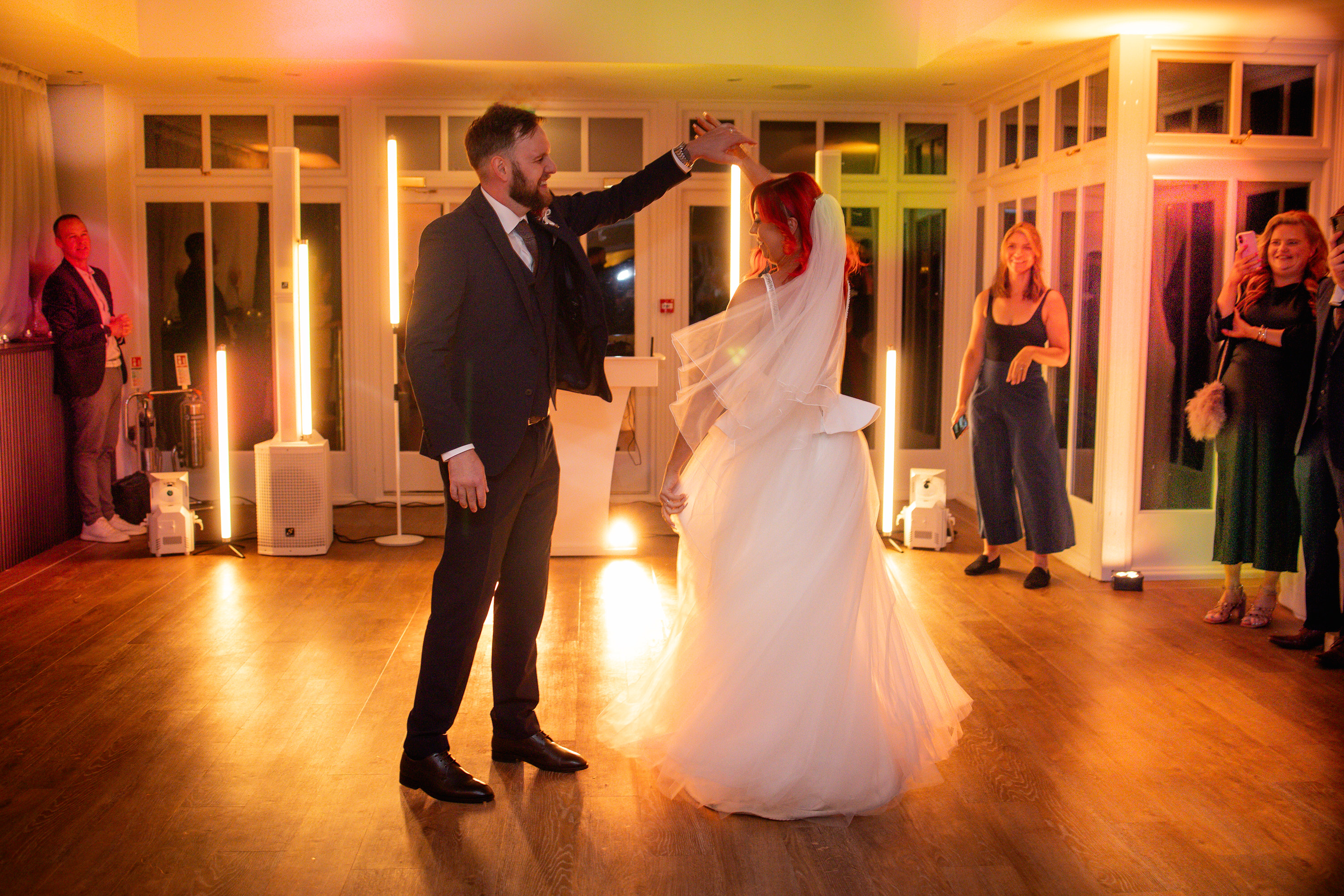  The bride and groom have their first dance 