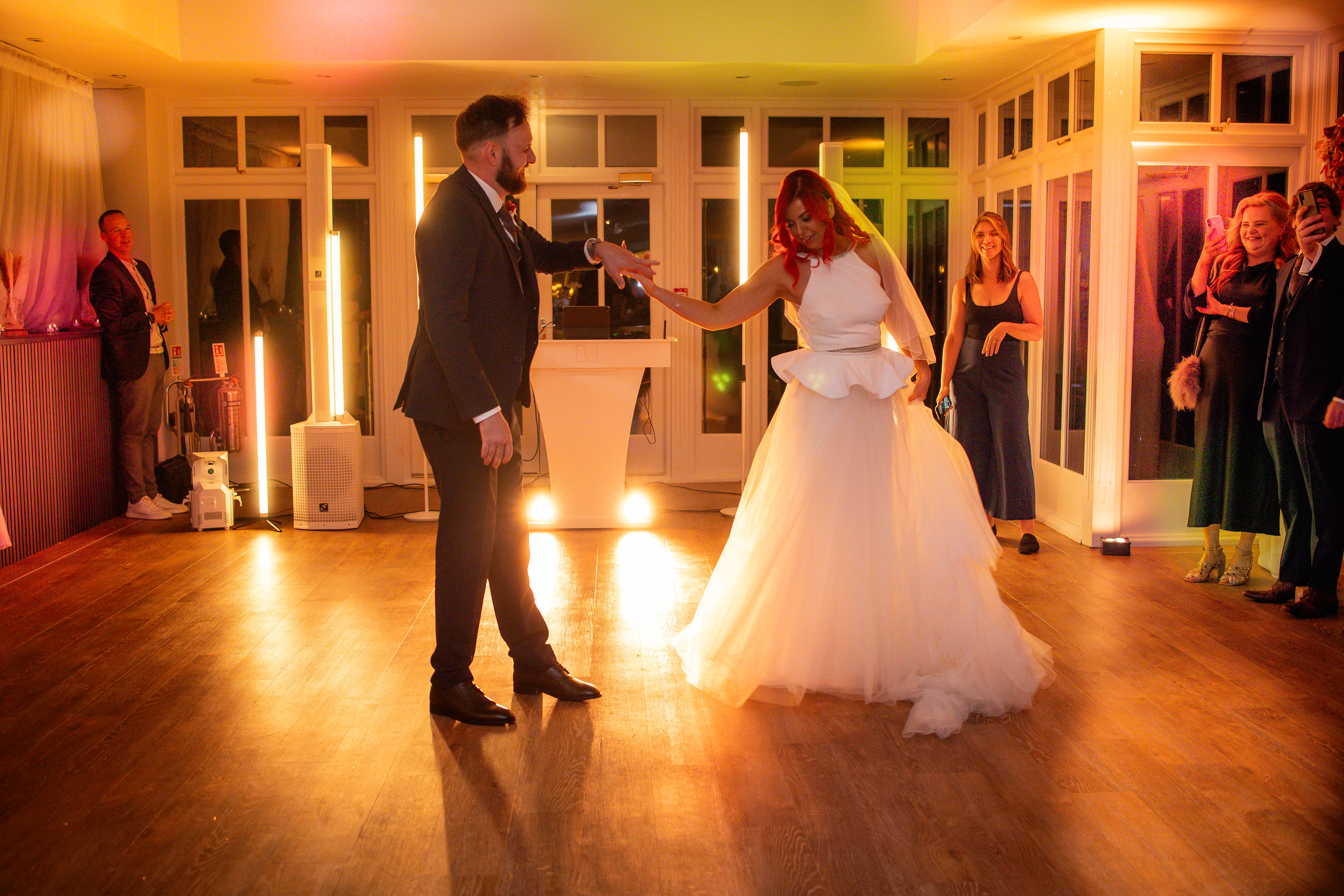  The bride and groom have their first dance 