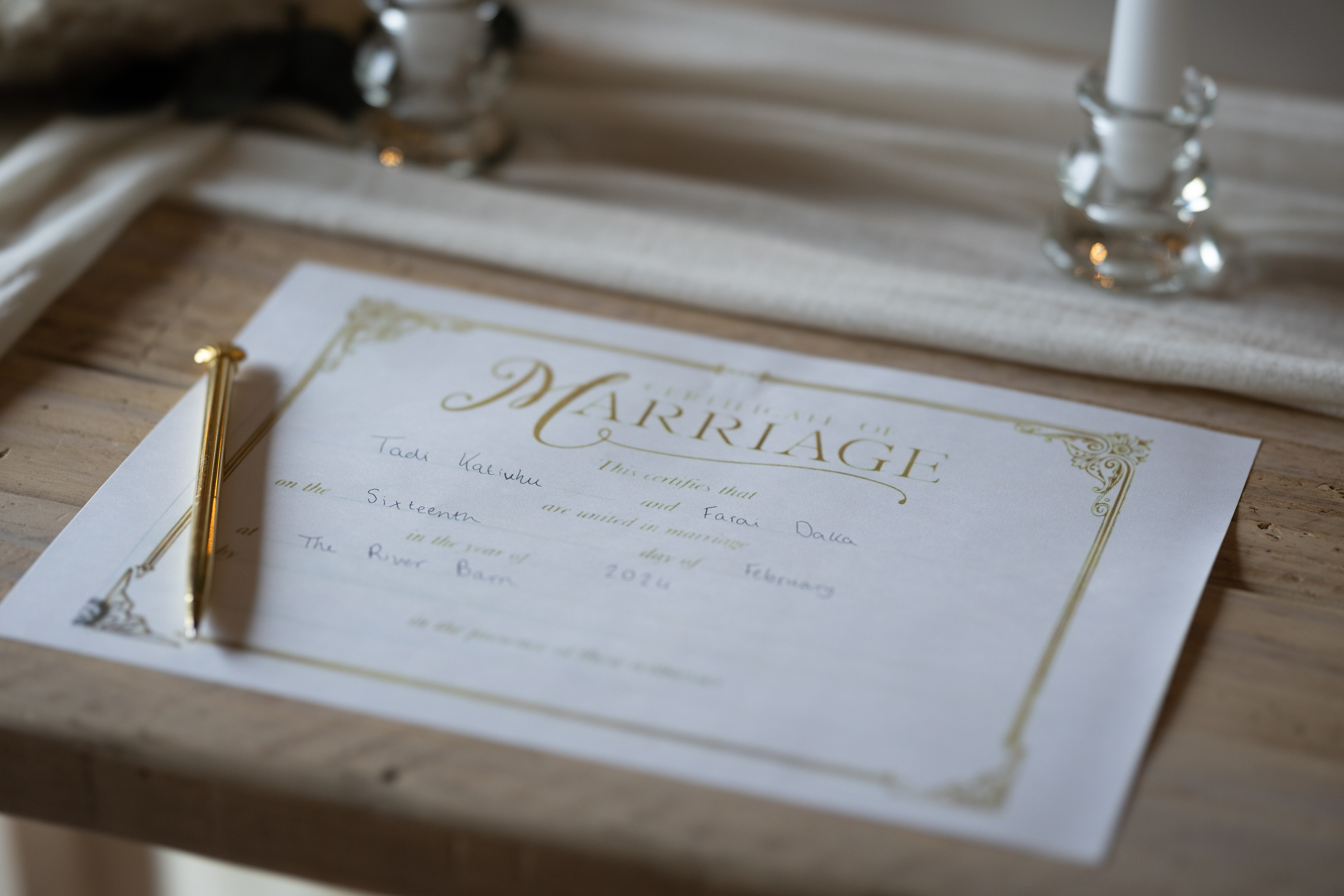 The marriage certificate 