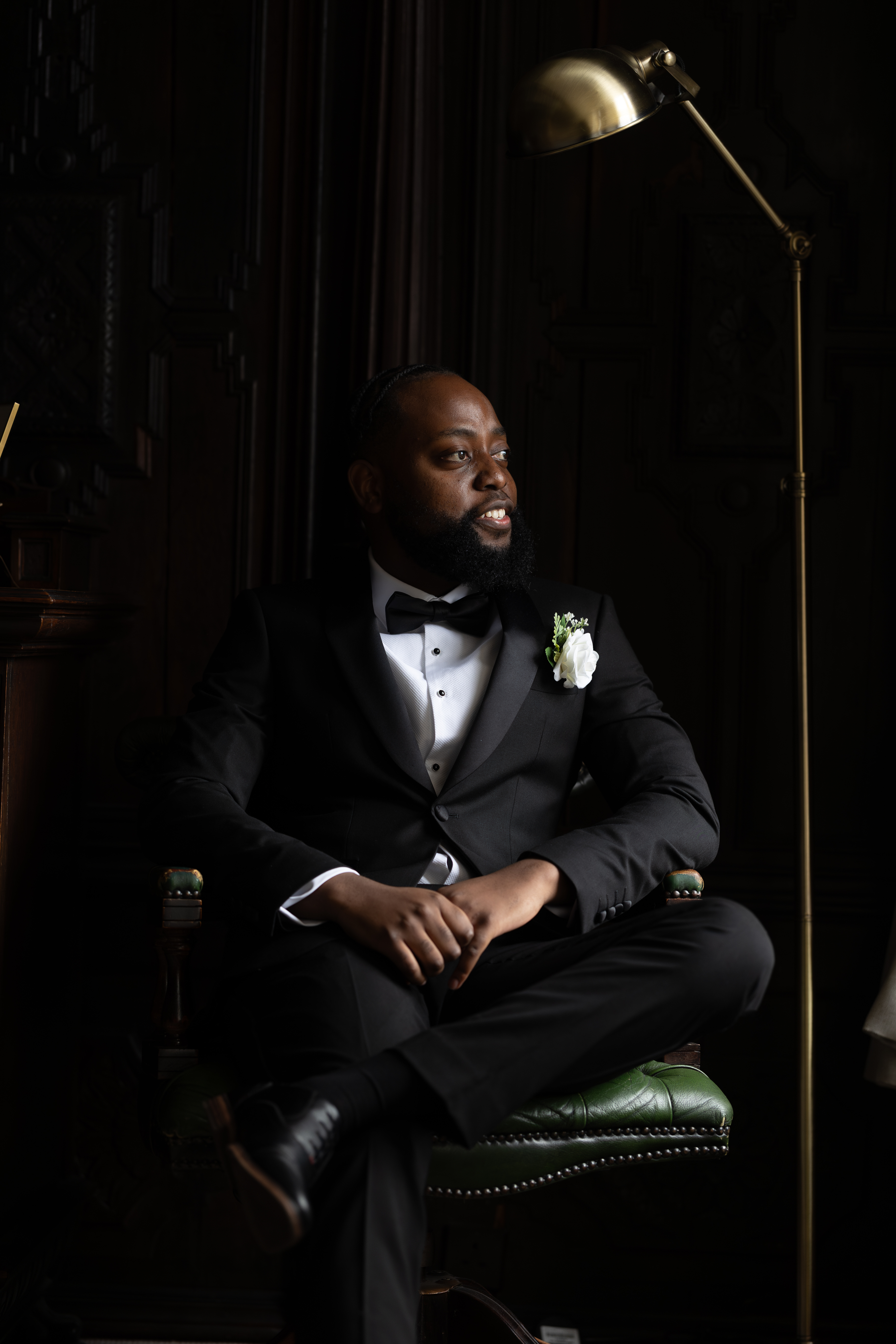 The groom posing for some wedding photos 