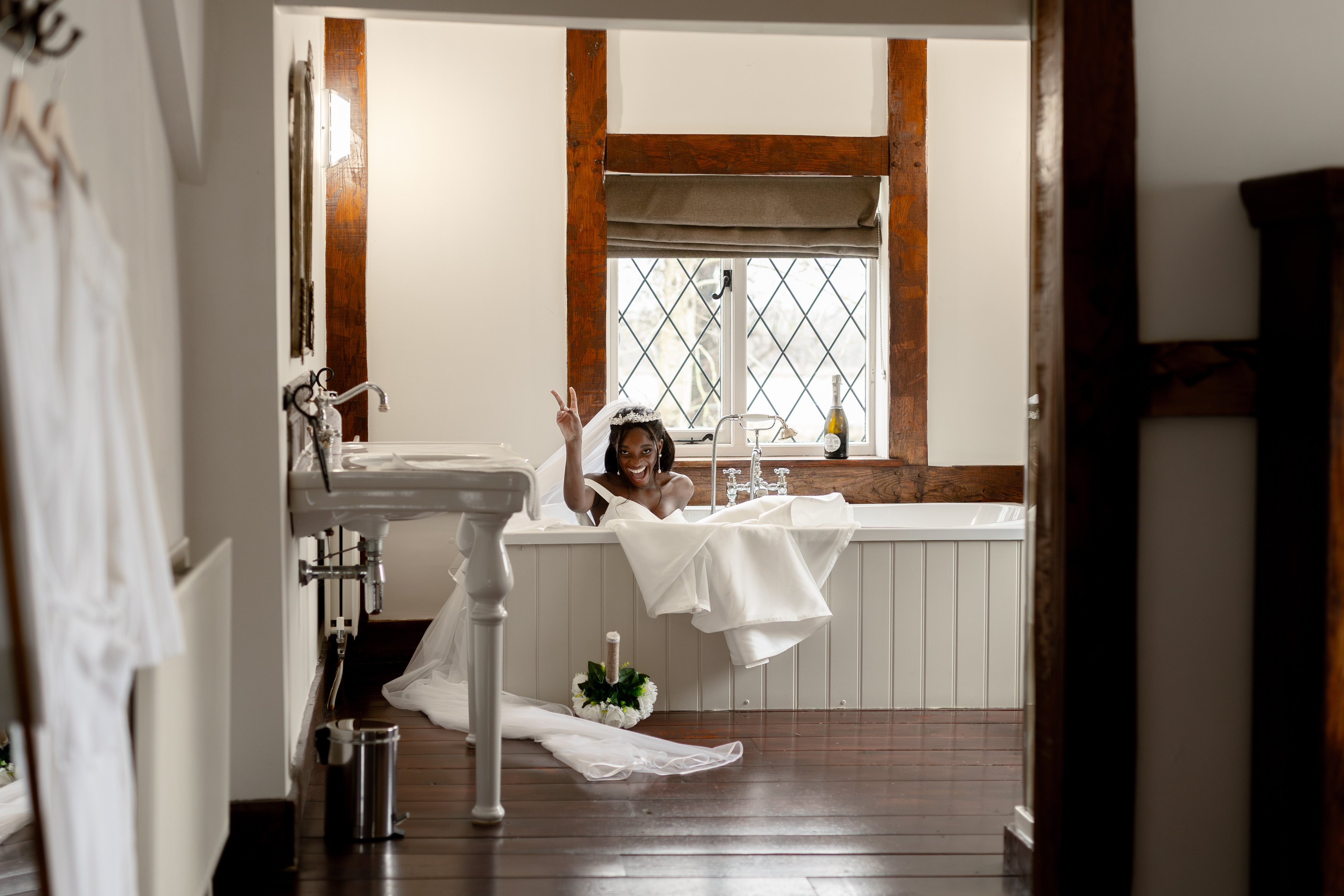The Bride having fun in the bath 
