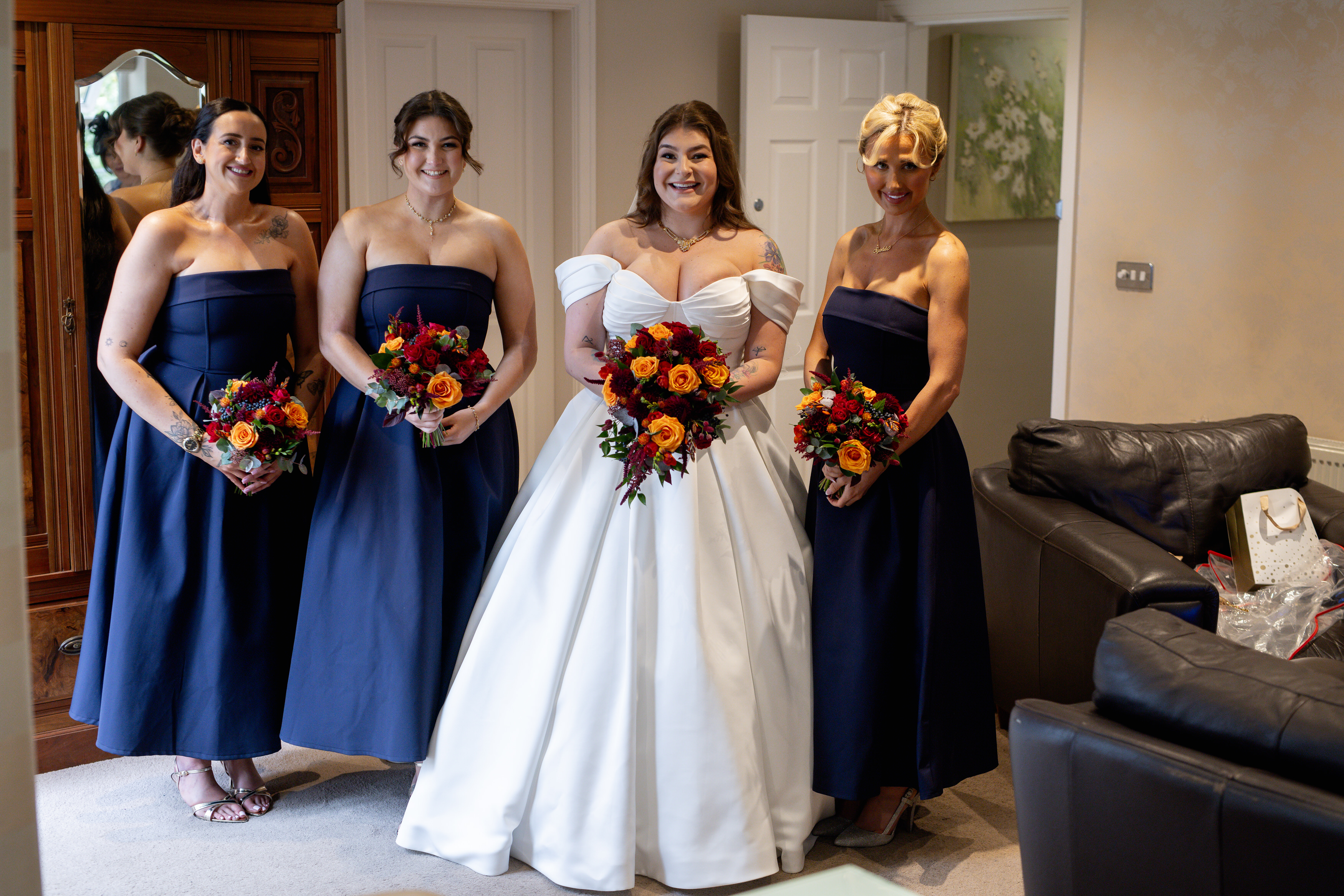 The bride and her bridesmaids 