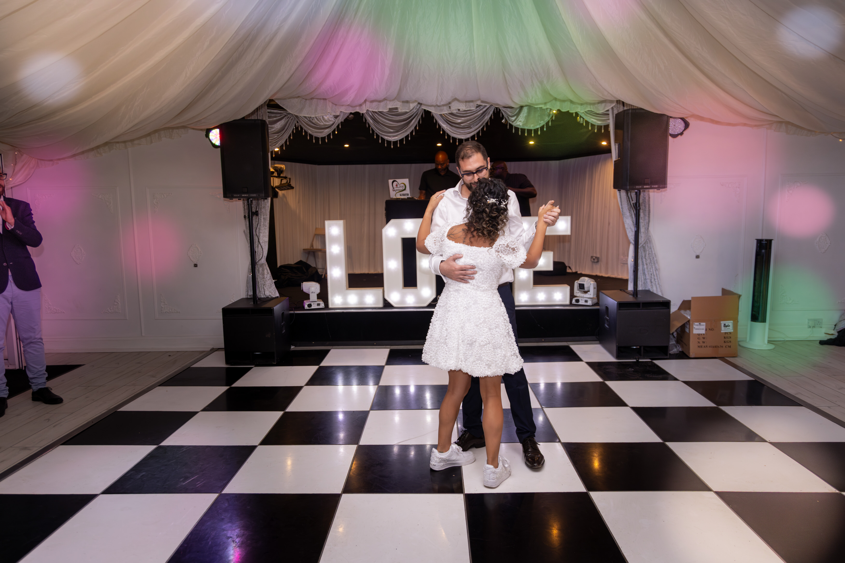  The bride and groom have their first dance 